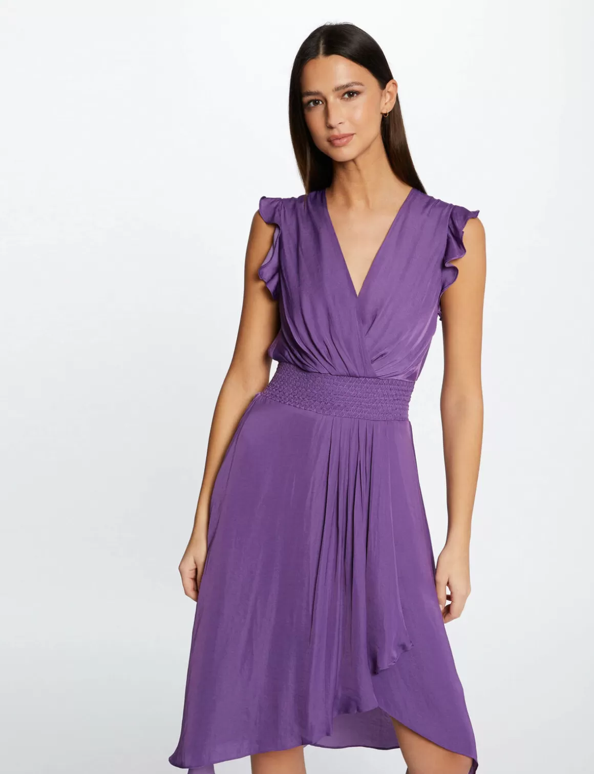 Morgan Robes>Robe Droite Fluide Sans Manches Violet Fonce Femme | Violet_Fonce