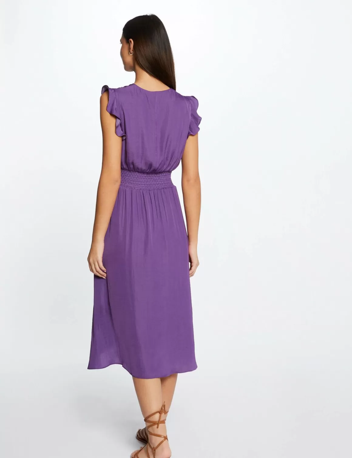 Morgan Robes>Robe Droite Fluide Sans Manches Violet Fonce Femme | Violet_Fonce