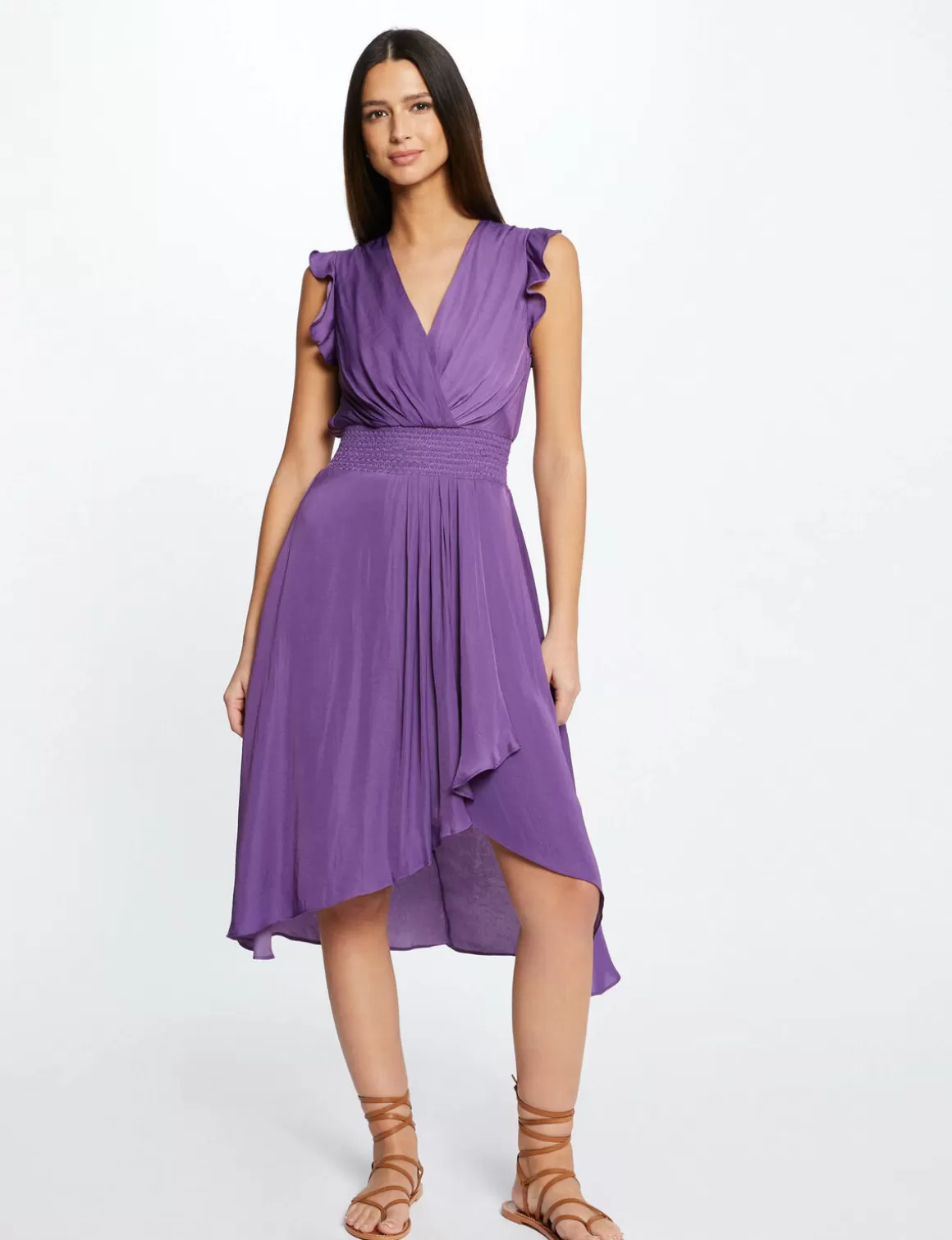 Morgan Robes>Robe Droite Fluide Sans Manches Violet Fonce Femme | Violet_Fonce