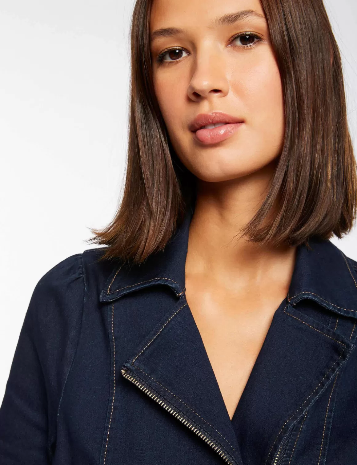Morgan Robes>Robe Droite Zippee En Jean Jean Brut Femme | Jean_Brut
