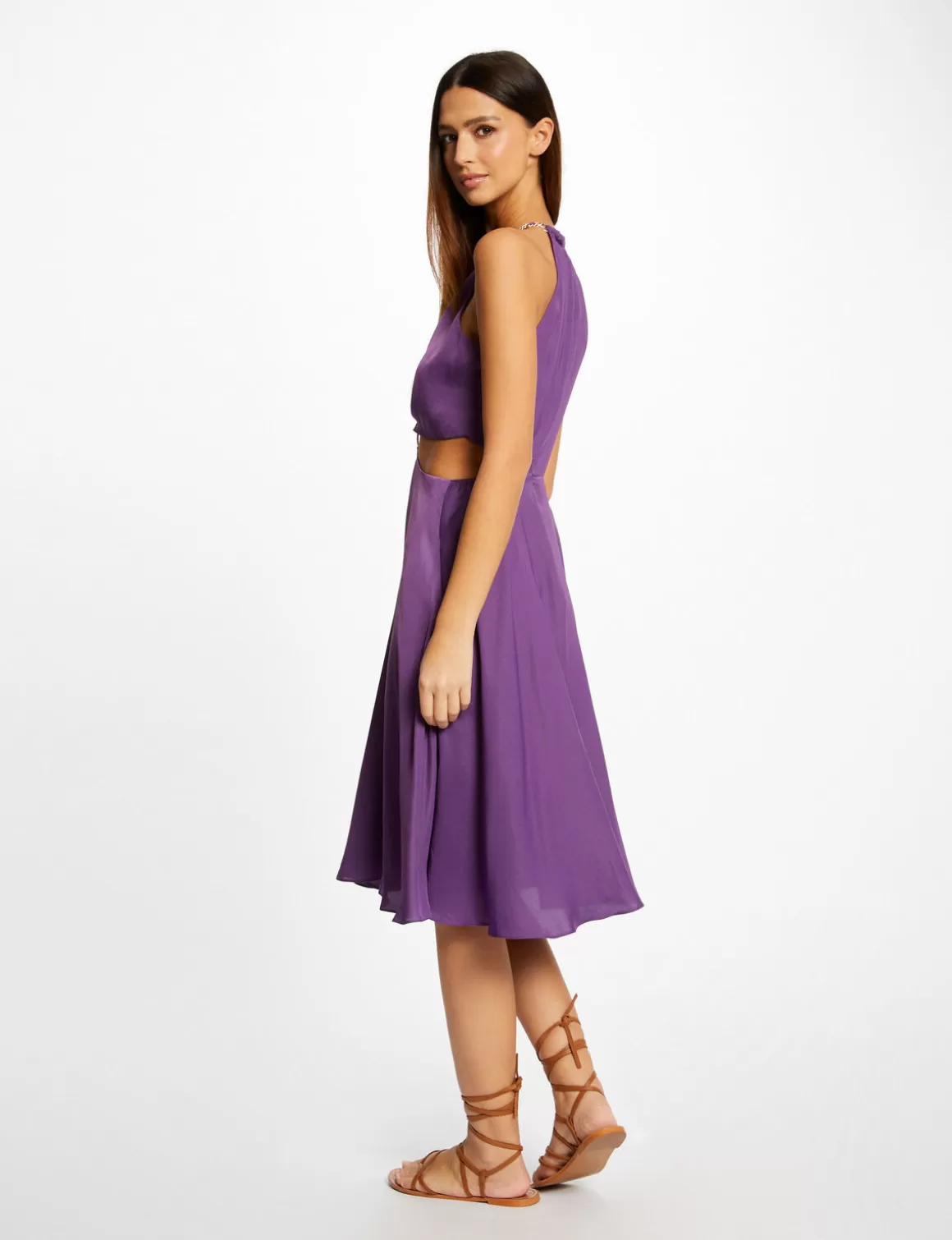 Morgan Robes>Robe Evasee Avec Anneau Et Ouvertures Violet Fonce Femme | Violet_Fonce
