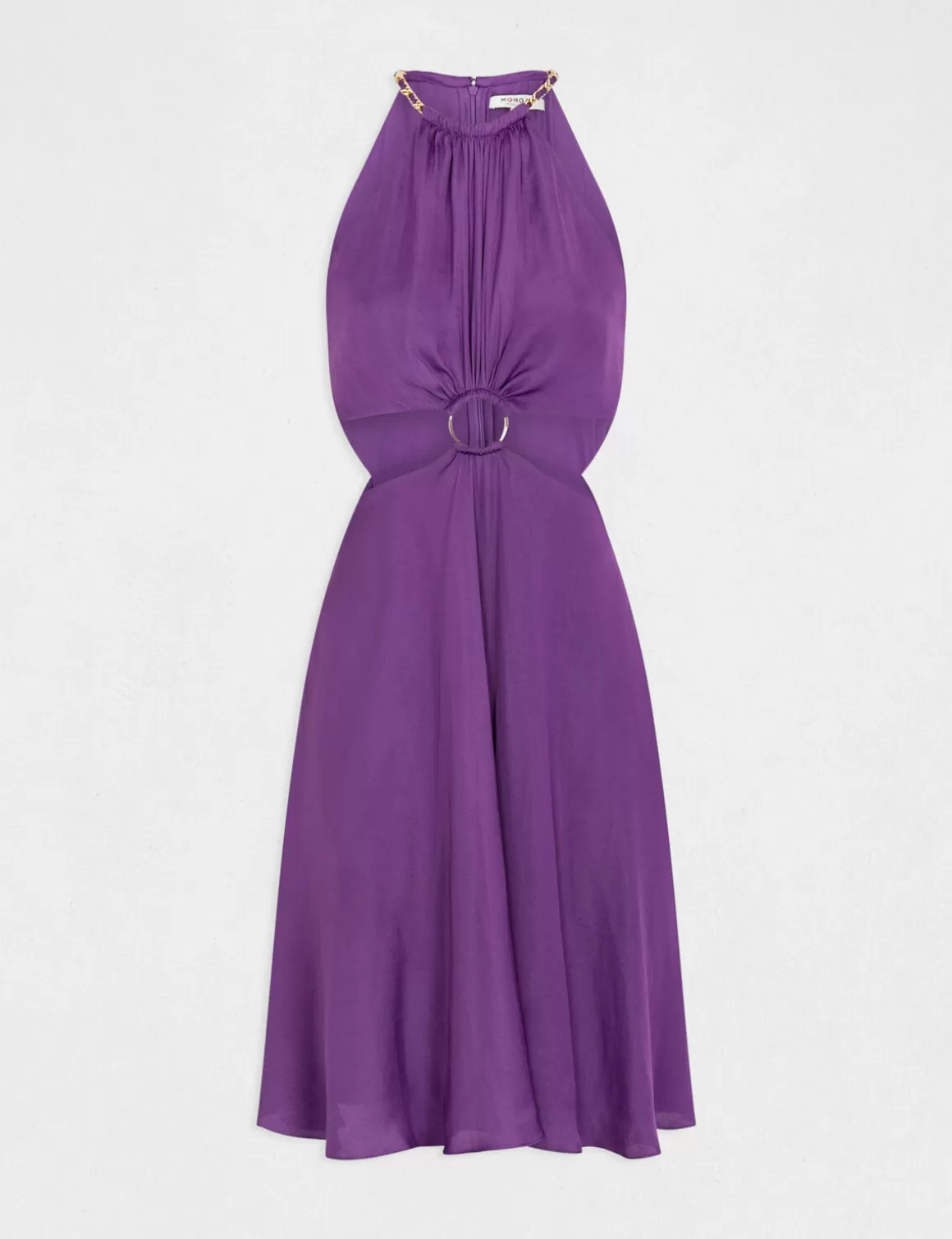 Morgan Robes>Robe Evasee Avec Anneau Et Ouvertures Violet Fonce Femme | Violet_Fonce