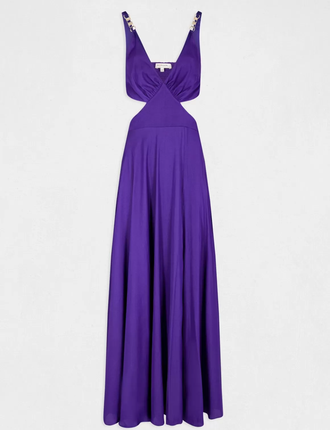 Morgan Robes>Robe Longue Evasee Avec Ouvertures Violet Fonce Femme | Violet_Fonce