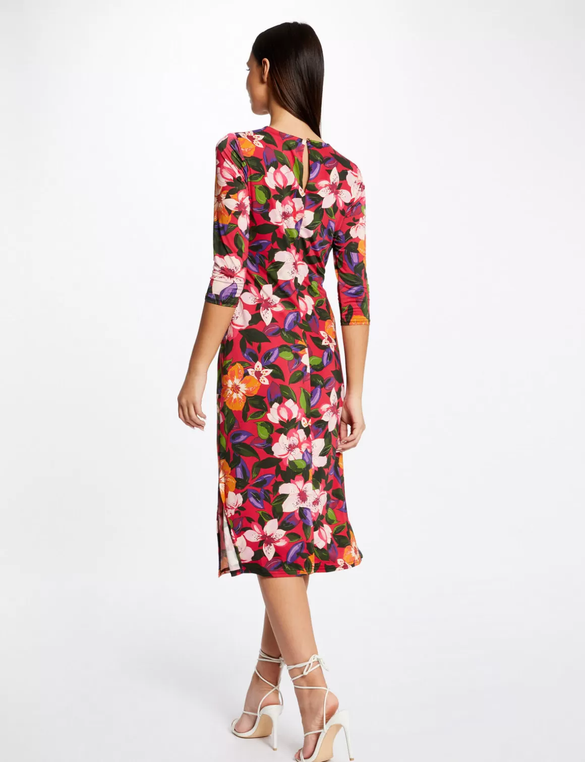 Morgan Robes>Robe Midi Ajustee Froncee Imprime Floral Femme | Multico