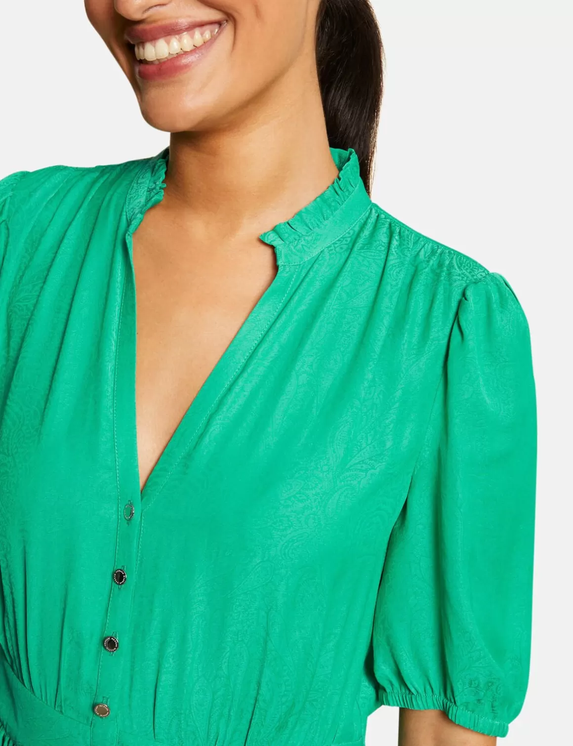 Morgan Robes>Robe Midi Evasee Imprime Cachemire Vert Moyen Femme | Vert_Moyen