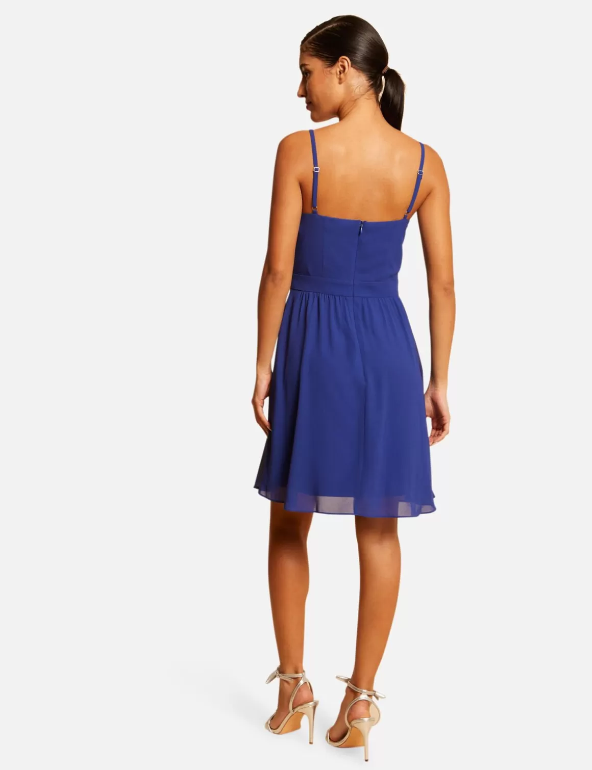 Morgan Robes>Robe Patineuse Avec Col Cache-Coeur Bleu Electrique Femme | Bleu_Electrique