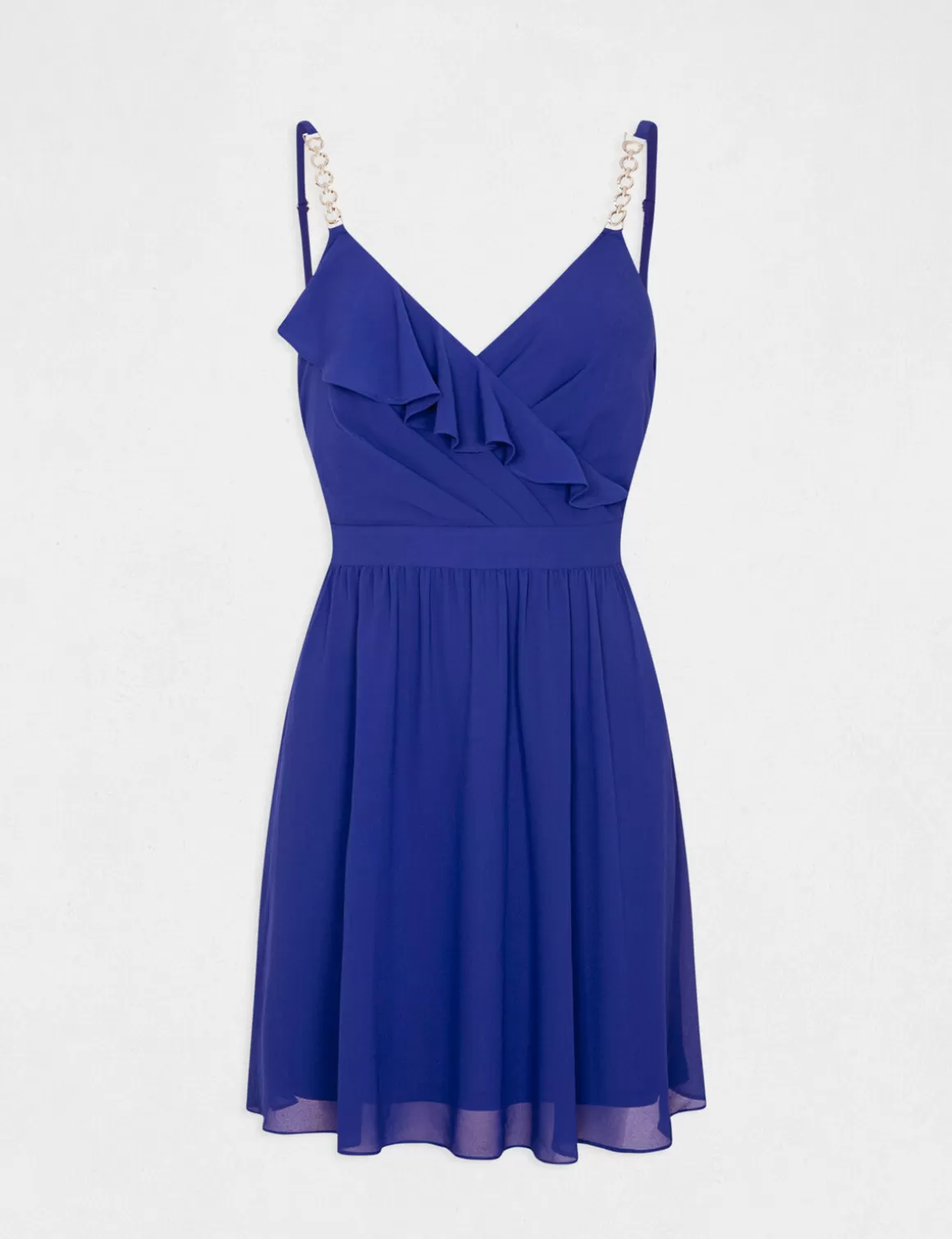 Morgan Robes>Robe Patineuse Avec Col Cache-Coeur Bleu Electrique Femme | Bleu_Electrique