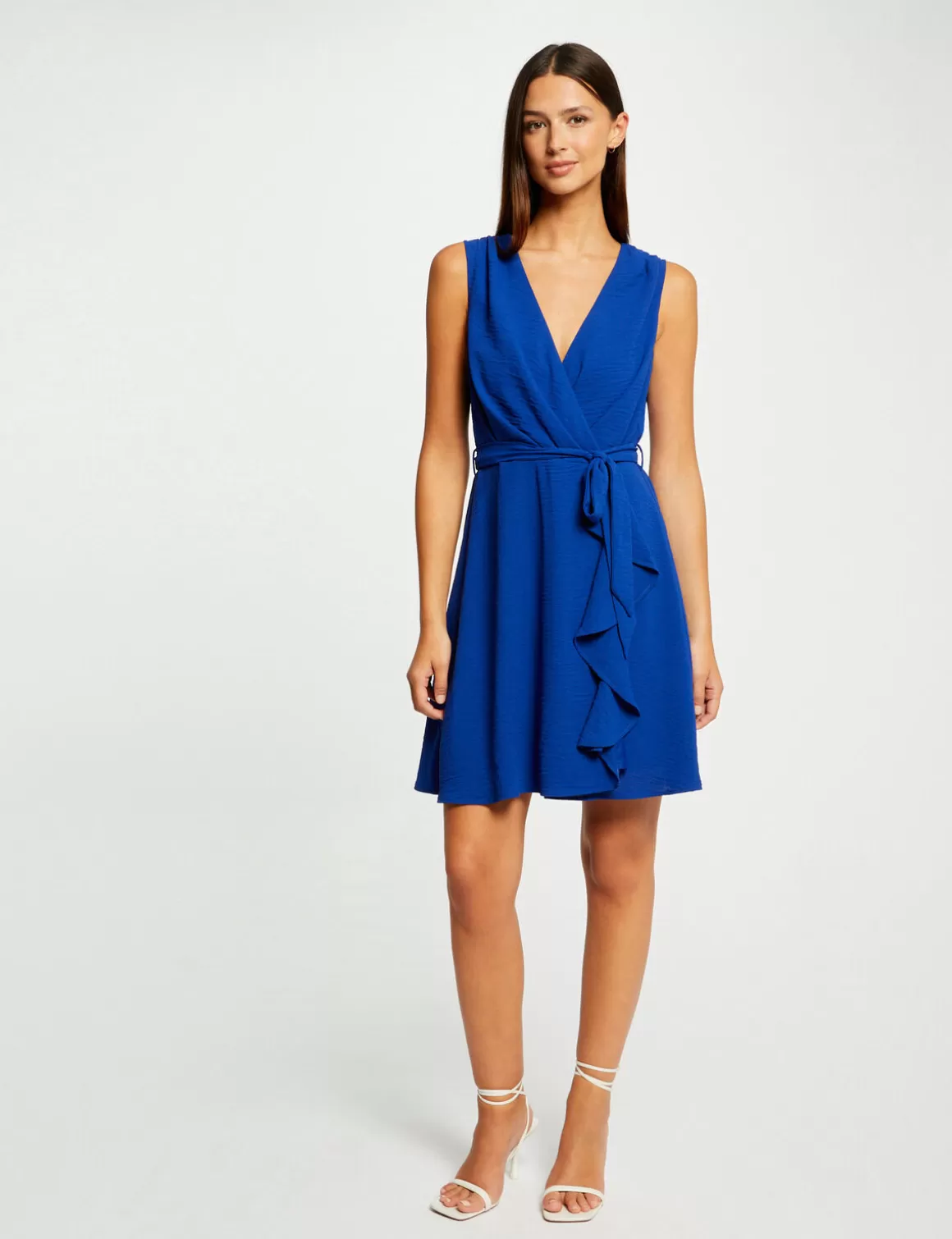 Morgan Robes>Robe Portefeuille Fluide Ceinturee Bleu Electrique Femme | Bleu_Electrique