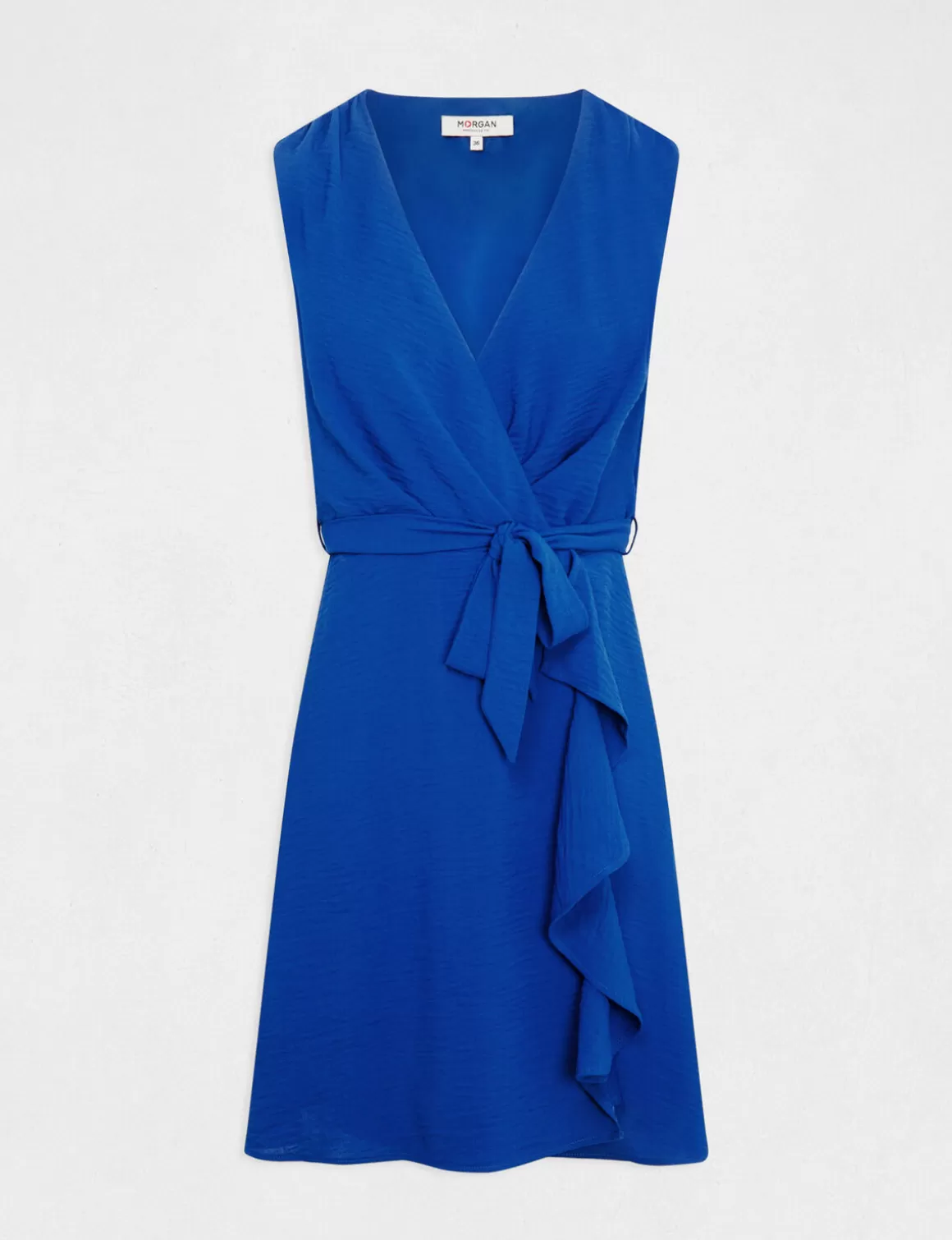 Morgan Robes>Robe Portefeuille Fluide Ceinturee Bleu Electrique Femme | Bleu_Electrique