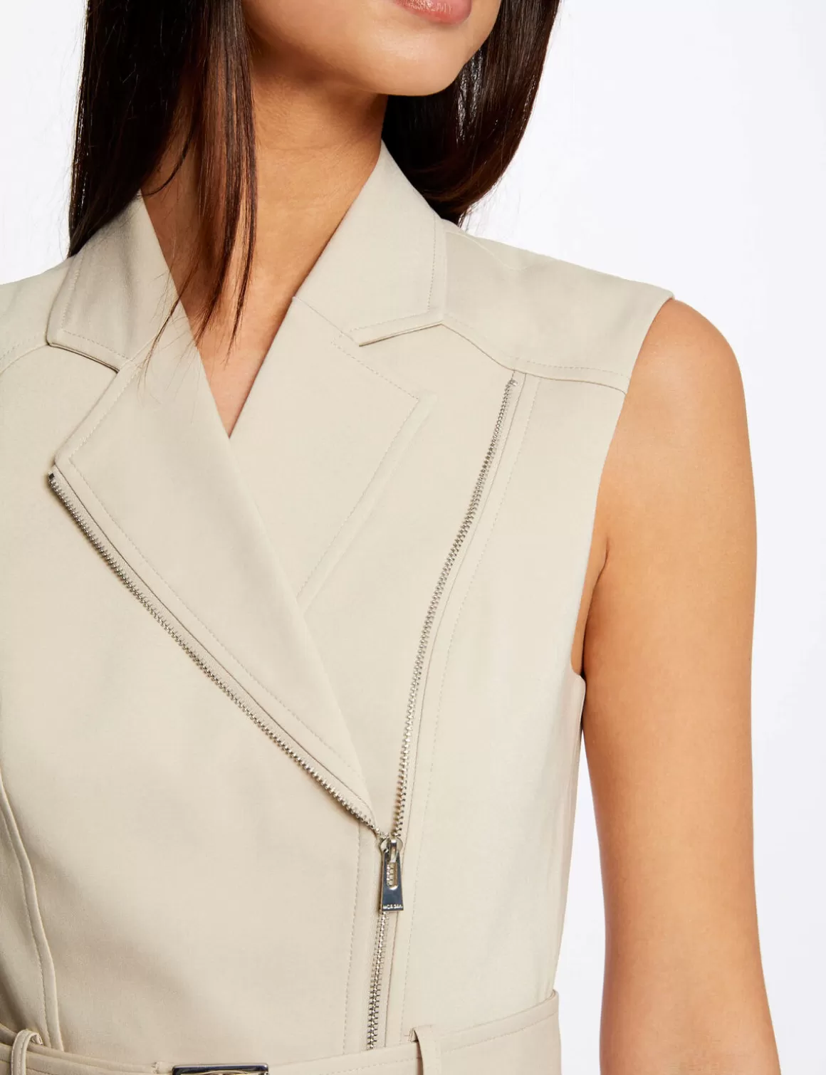 Morgan Robes>Robe Portefeuille Zippee Ceinturee Beige Clair Femme | Beige_Clair