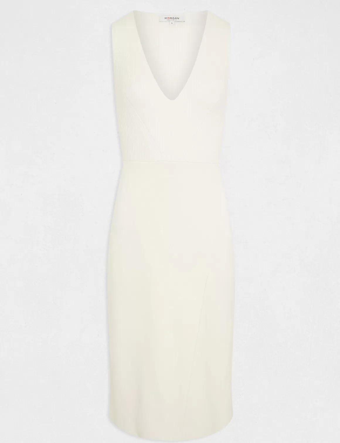 Morgan Robes>Robe Pull Midi Ajustee Col En V Femme | Ivoire