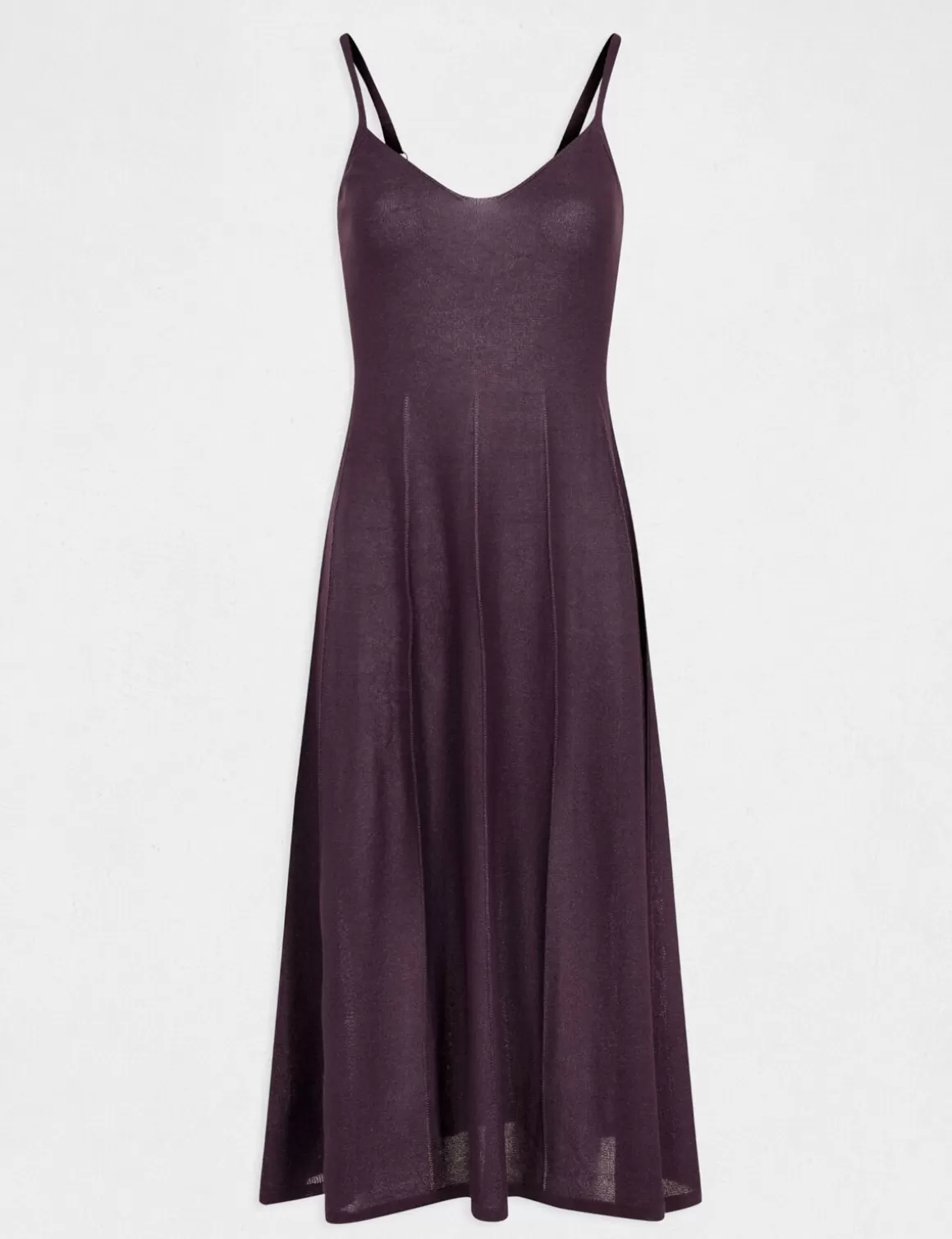 Morgan Robes>Robe Pull Midi Evasee A Bretelles Fines Femme | Prune
