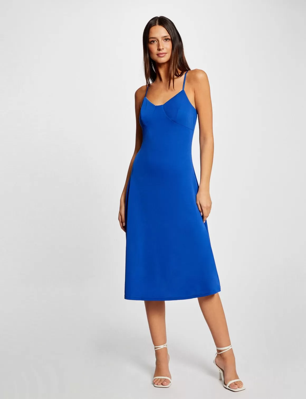 Morgan Robes>Robe Trapeze Fluide A Bretelles Bleu Electrique Femme | Bleu_Electrique