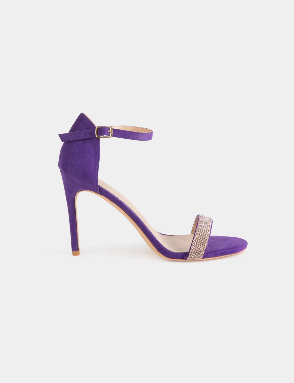 Morgan Chaussures>Sandales A Talons Avec Details Bijoux Violet Fonce Femme | Violet_Fonce