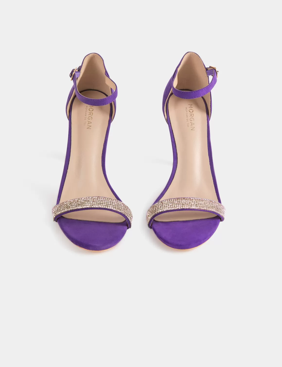 Morgan Chaussures>Sandales A Talons Avec Details Bijoux Violet Fonce Femme | Violet_Fonce