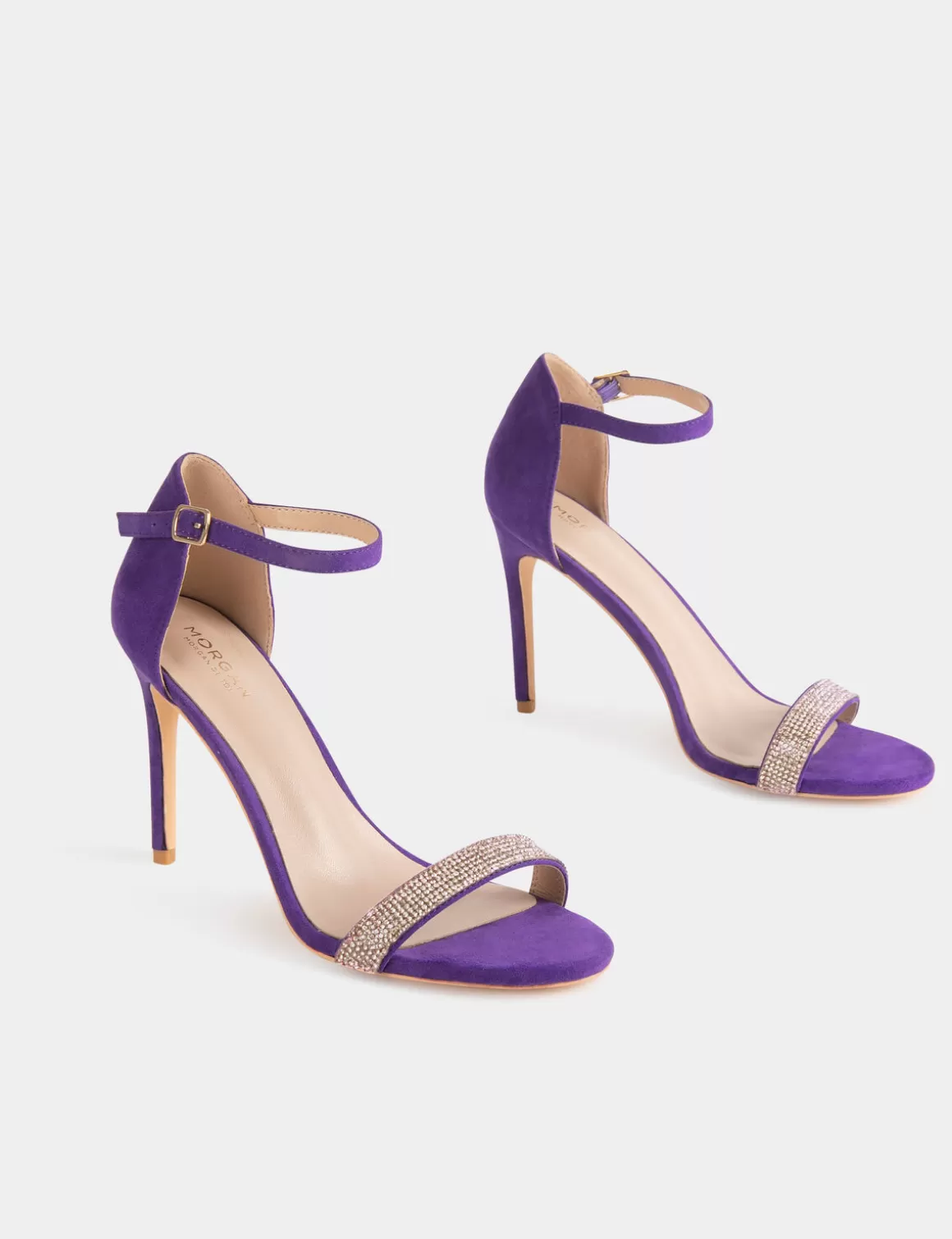 Morgan Chaussures>Sandales A Talons Avec Details Bijoux Violet Fonce Femme | Violet_Fonce