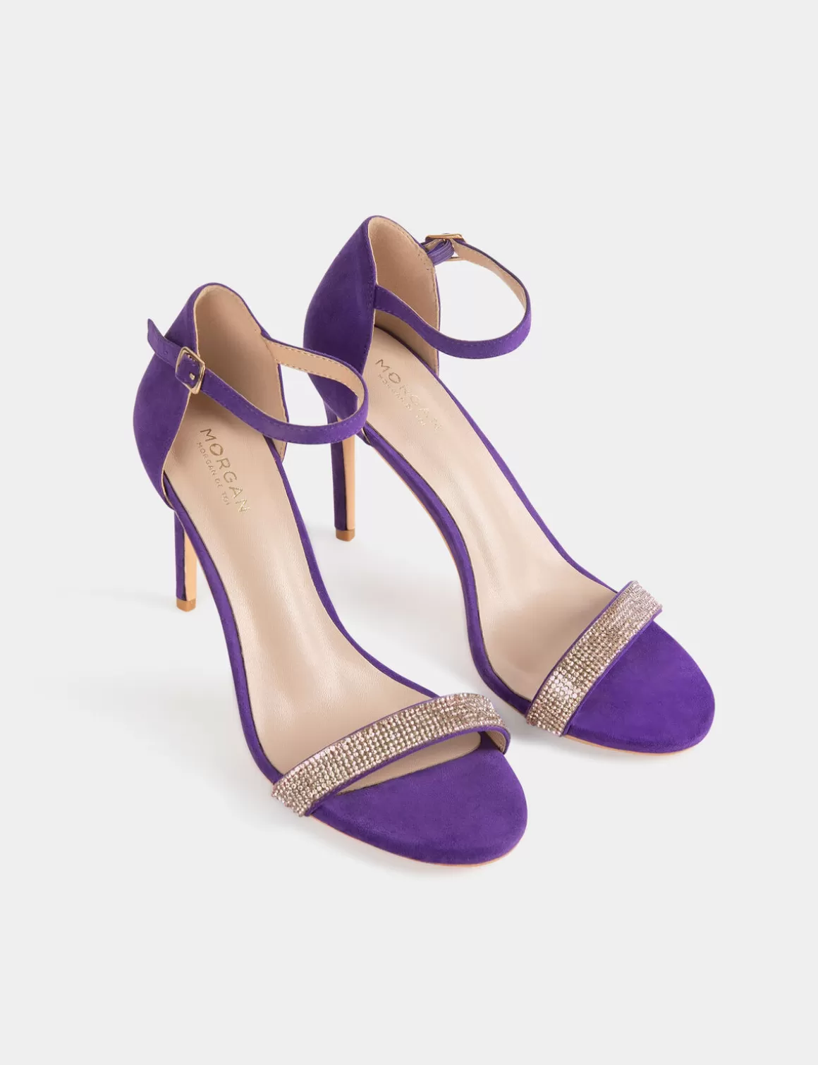 Morgan Chaussures>Sandales A Talons Avec Details Bijoux Violet Fonce Femme | Violet_Fonce