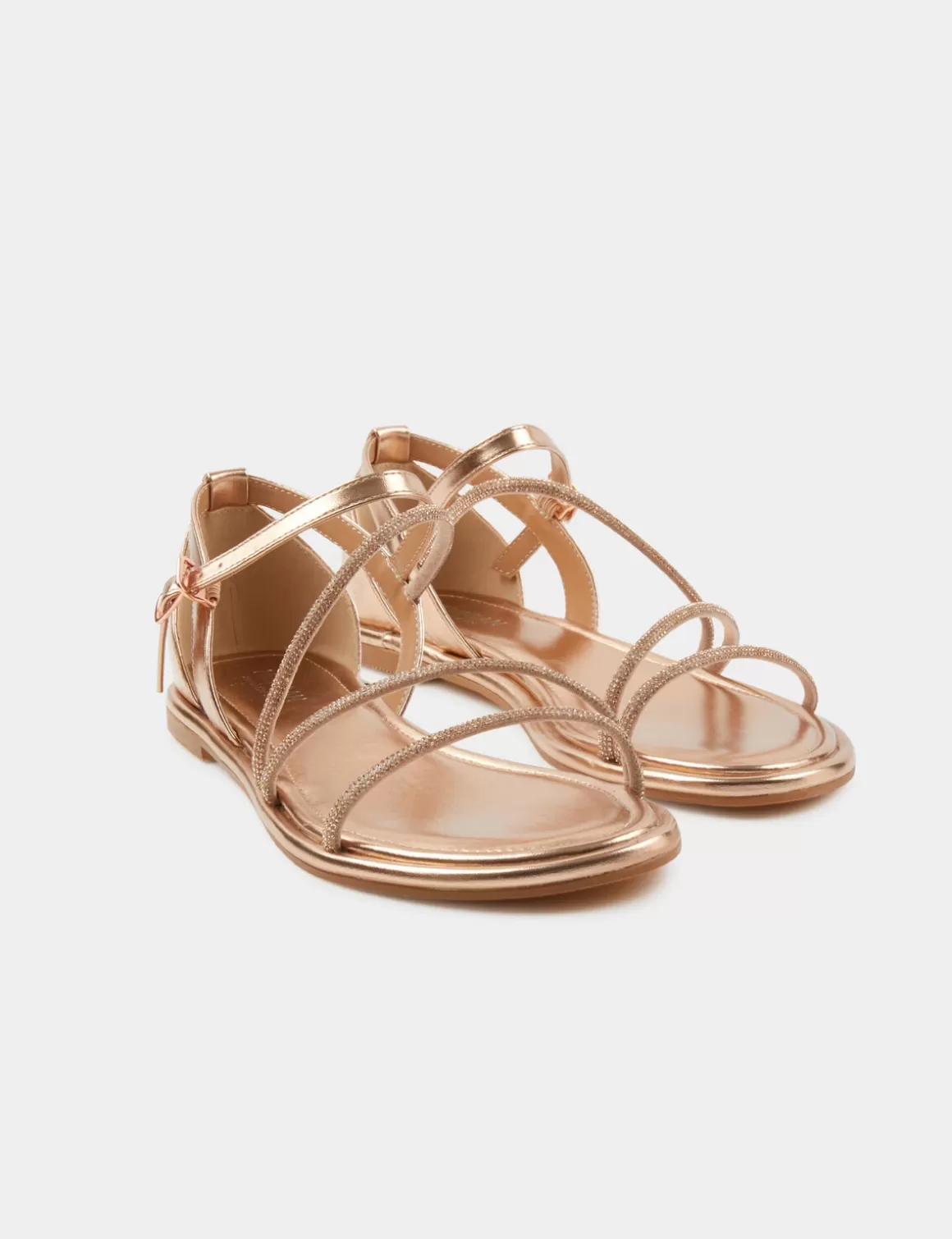 Morgan Chaussures>Sandales Plates Avec Details Strass Vieux Rose Femme | Vieux_Rose