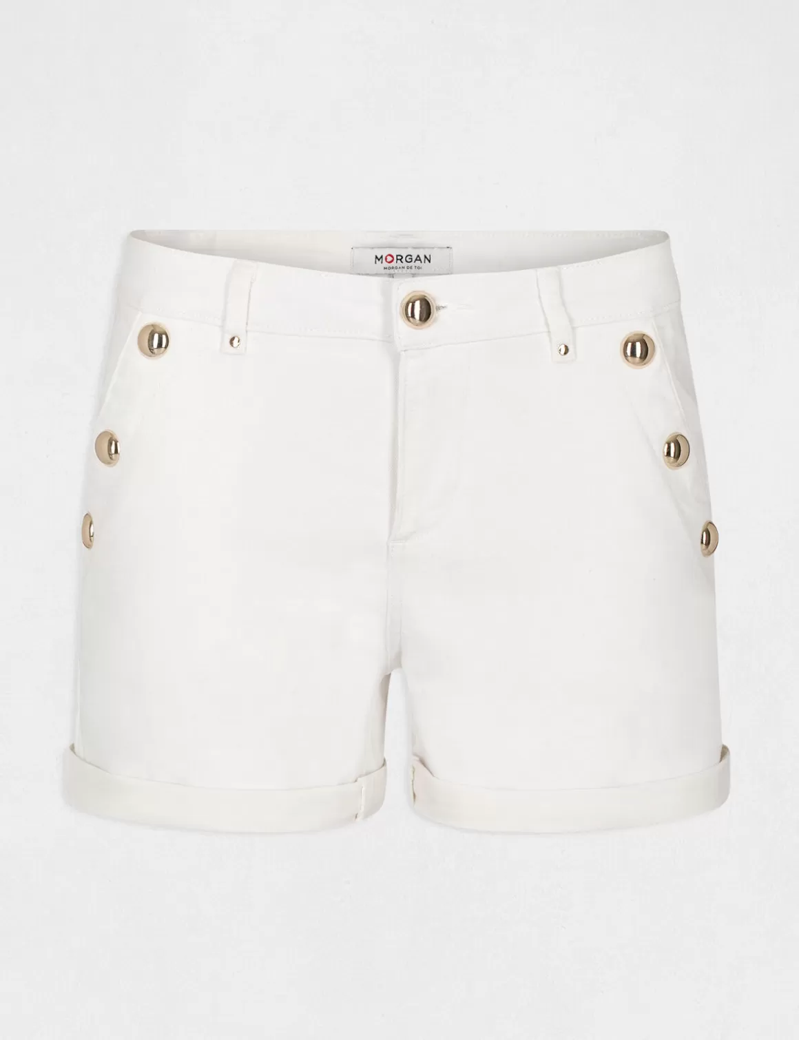 Morgan Shorts>Short Ajuste A Pont En Jean Femme | Ecru