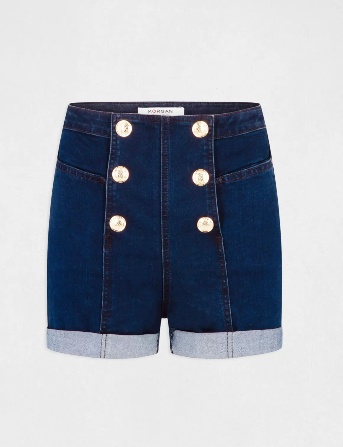 Morgan Shorts>Short Ajuste A Ponts En Jean Jean Brut Femme | Jean_Brut