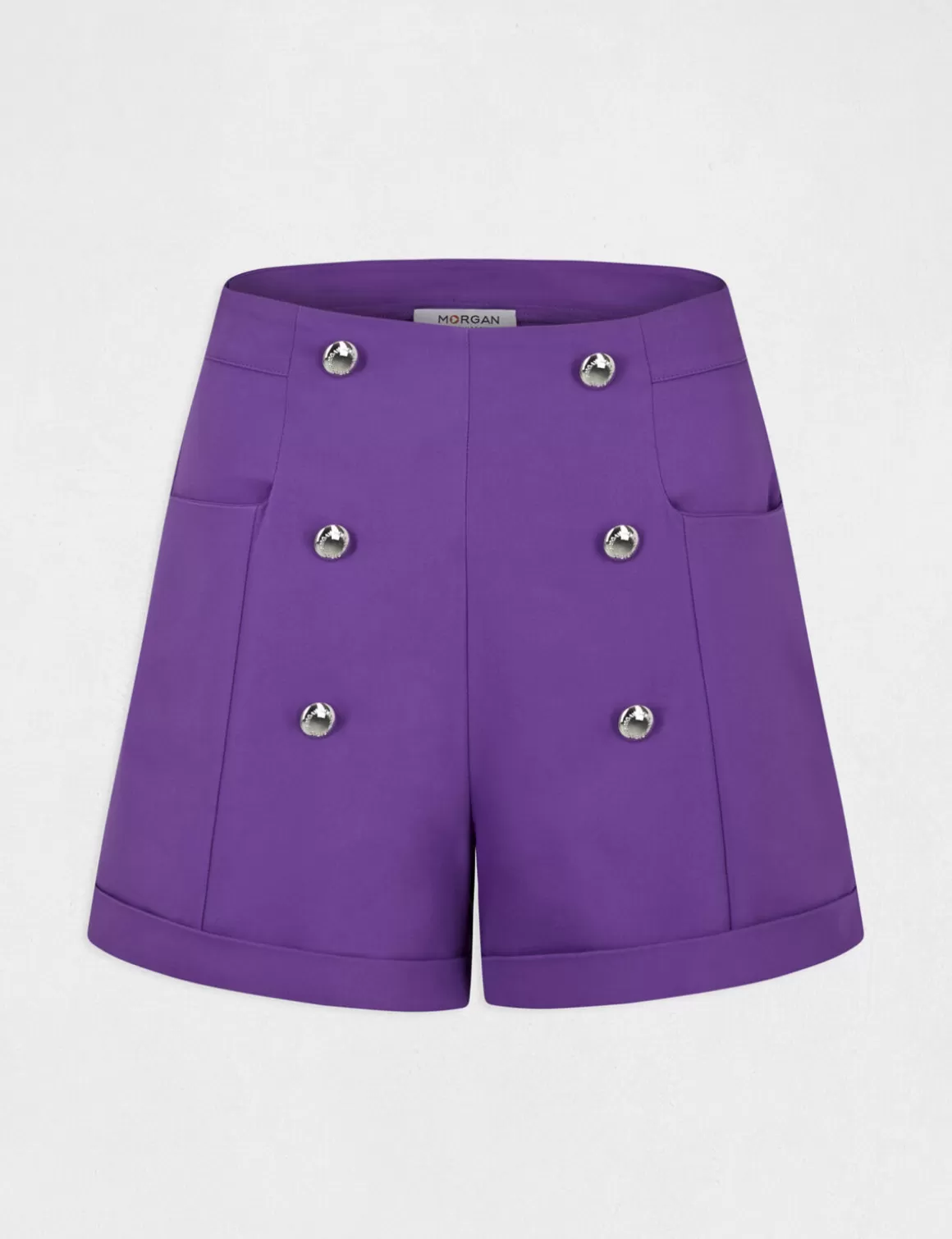Morgan Shorts>Short City Droit A Ponts Violet Fonce Femme | Violet_Fonce