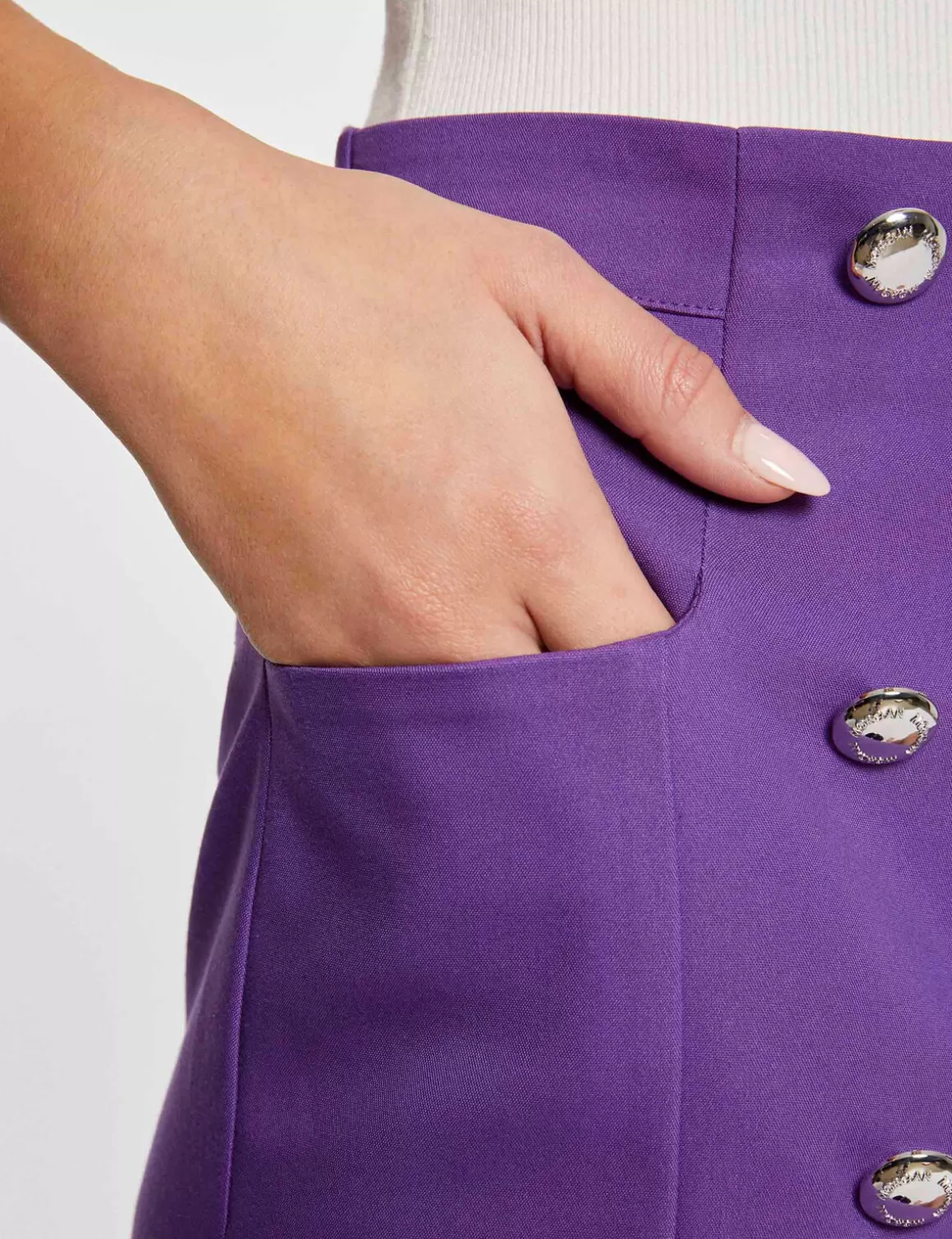 Morgan Shorts>Short City Droit A Ponts Violet Fonce Femme | Violet_Fonce