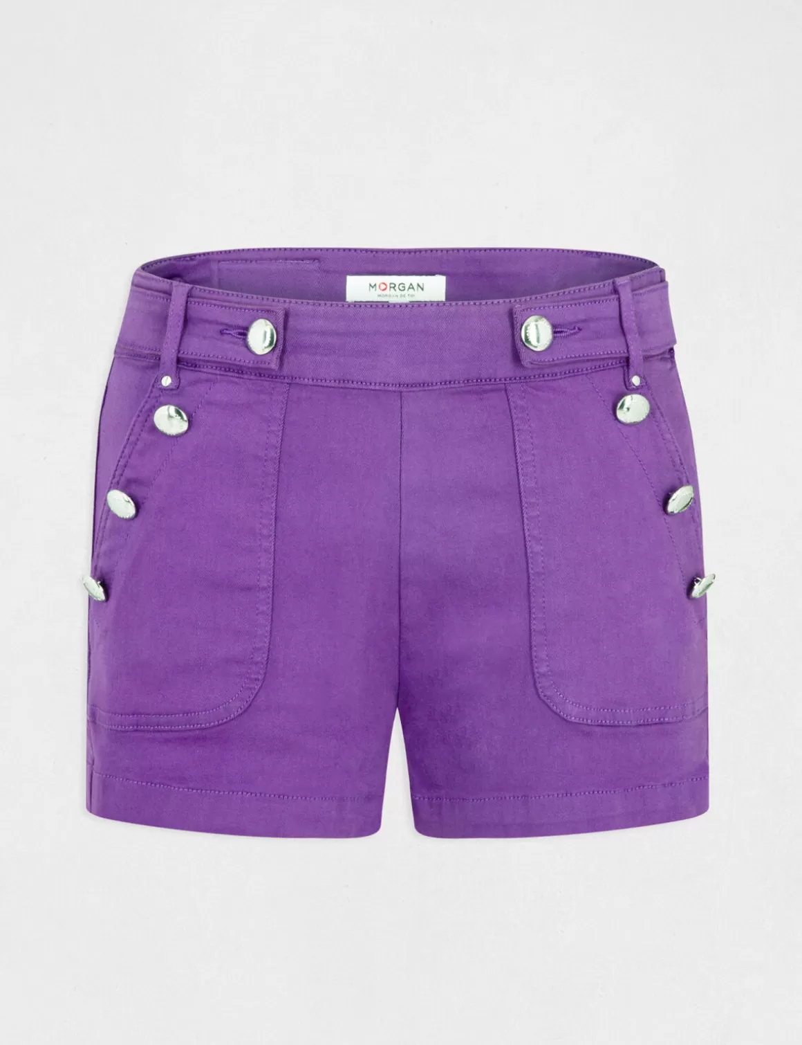 Morgan Shorts>Short Droit A Ponts Violet Fonce Femme | Violet_Fonce
