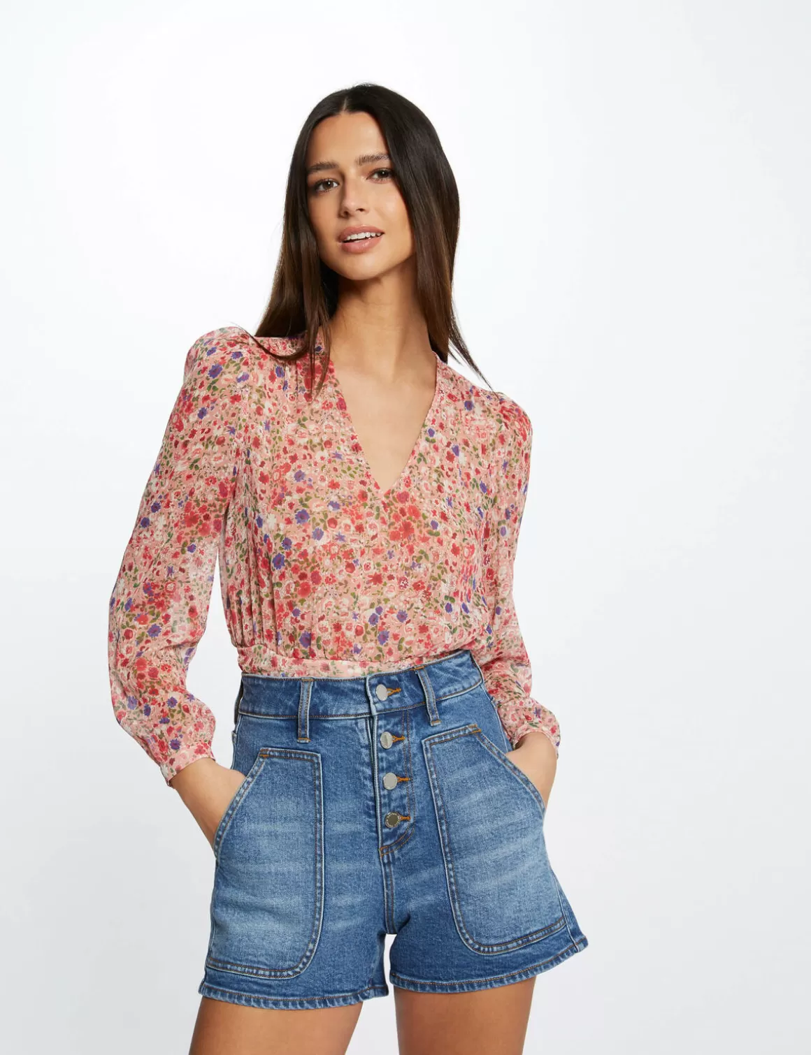 Morgan Shorts>Short Mom Taille Haute En Jean Jean Stone Femme | Jean_Stone