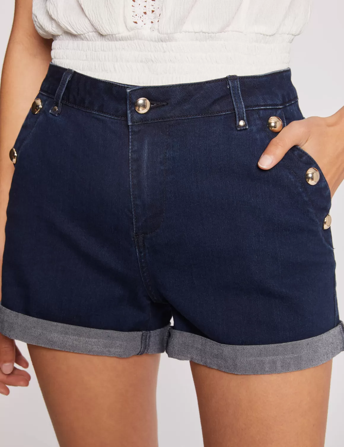 Morgan Shorts>Short Slim En Jean A Pont Jean Brut Femme | Jean_Brut