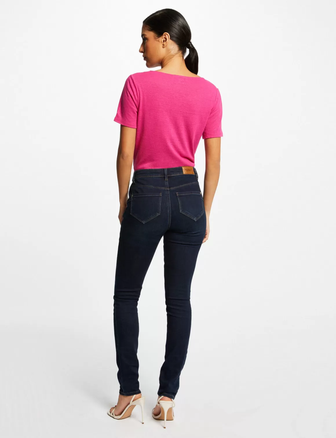 Morgan Tops Et T-Shirts>T-Shirt Manches Courtes A Details Bijoux Rose Fonce Femme | Rose_Fonce