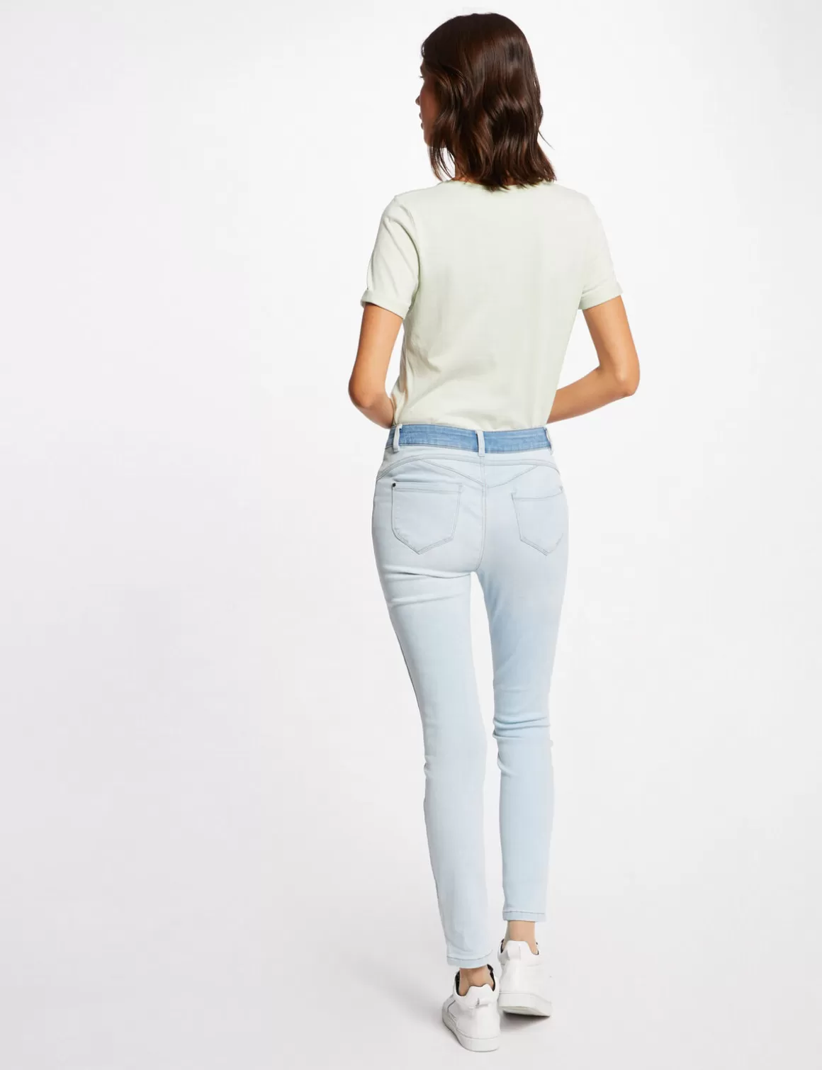 Morgan Tops Et T-Shirts>T-Shirt Manches Courtes A Inscription Vert Clair Femme | Vert_Clair