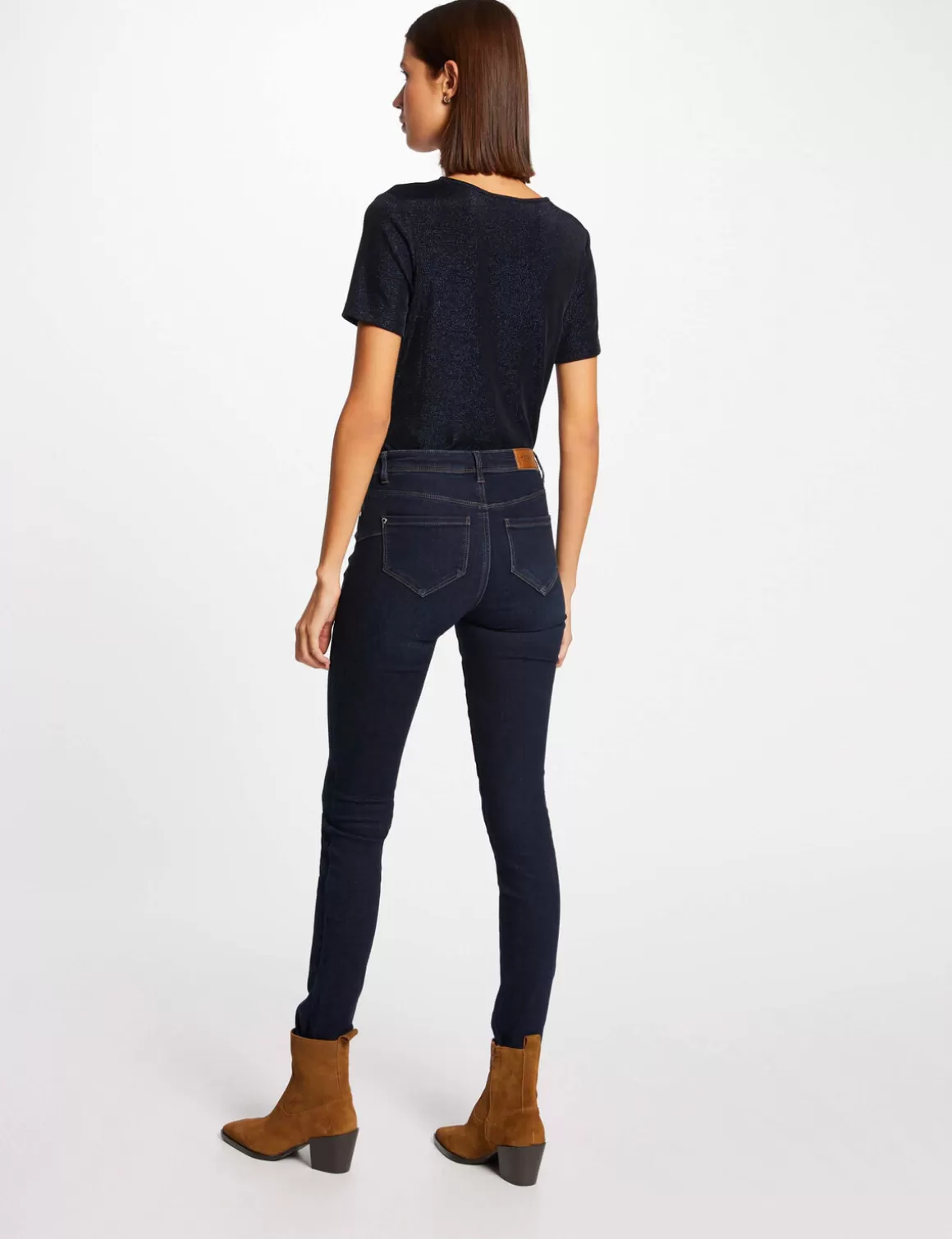 Morgan Tops Et T-Shirts>T-Shirt Manches Courtes Avec Col En V Femme | Marine