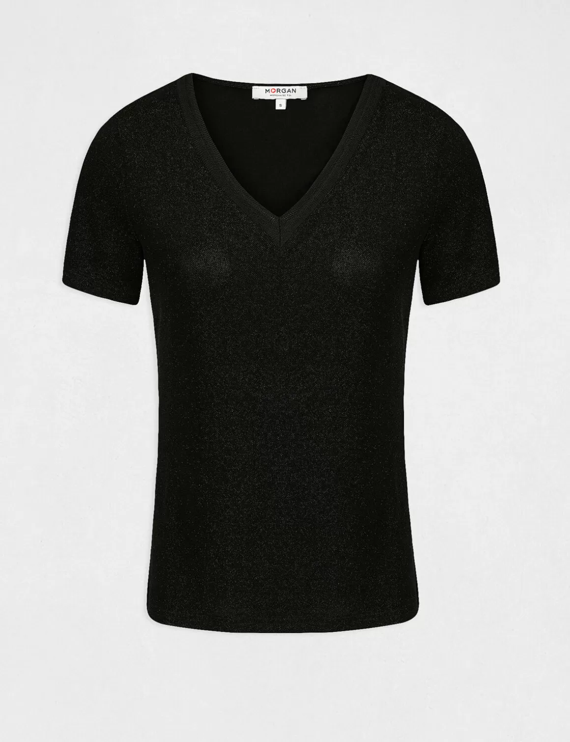 Morgan Tops Et T-Shirts>T-Shirt Manches Courtes Avec Col En V Femme | Noir