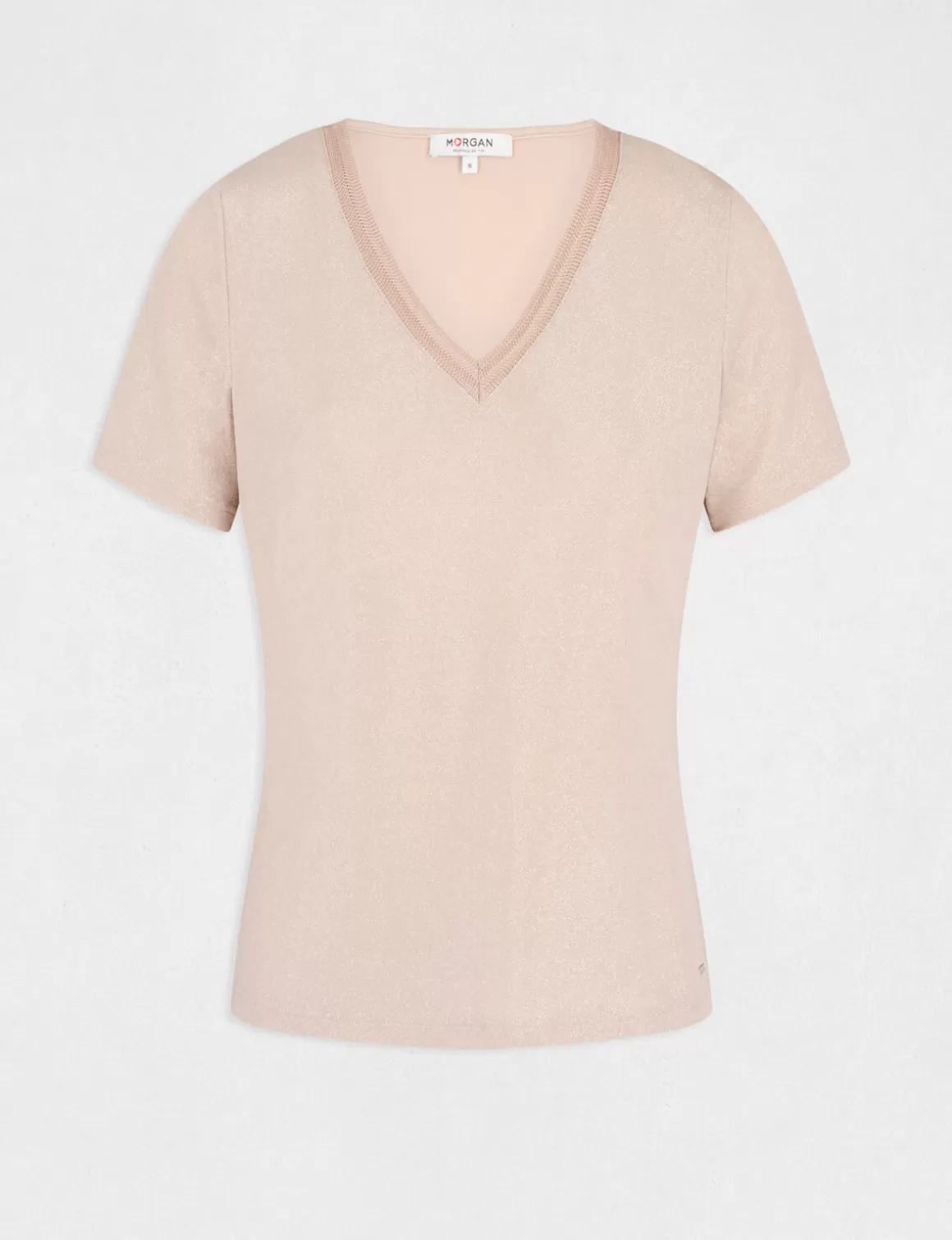 Morgan Tops Et T-Shirts>T-Shirt Manches Courtes Avec Col En V Femme | Rose
