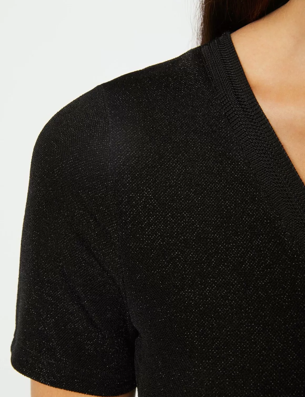 Morgan Tops Et T-Shirts>T-Shirt Manches Courtes Avec Col En V Femme | Noir