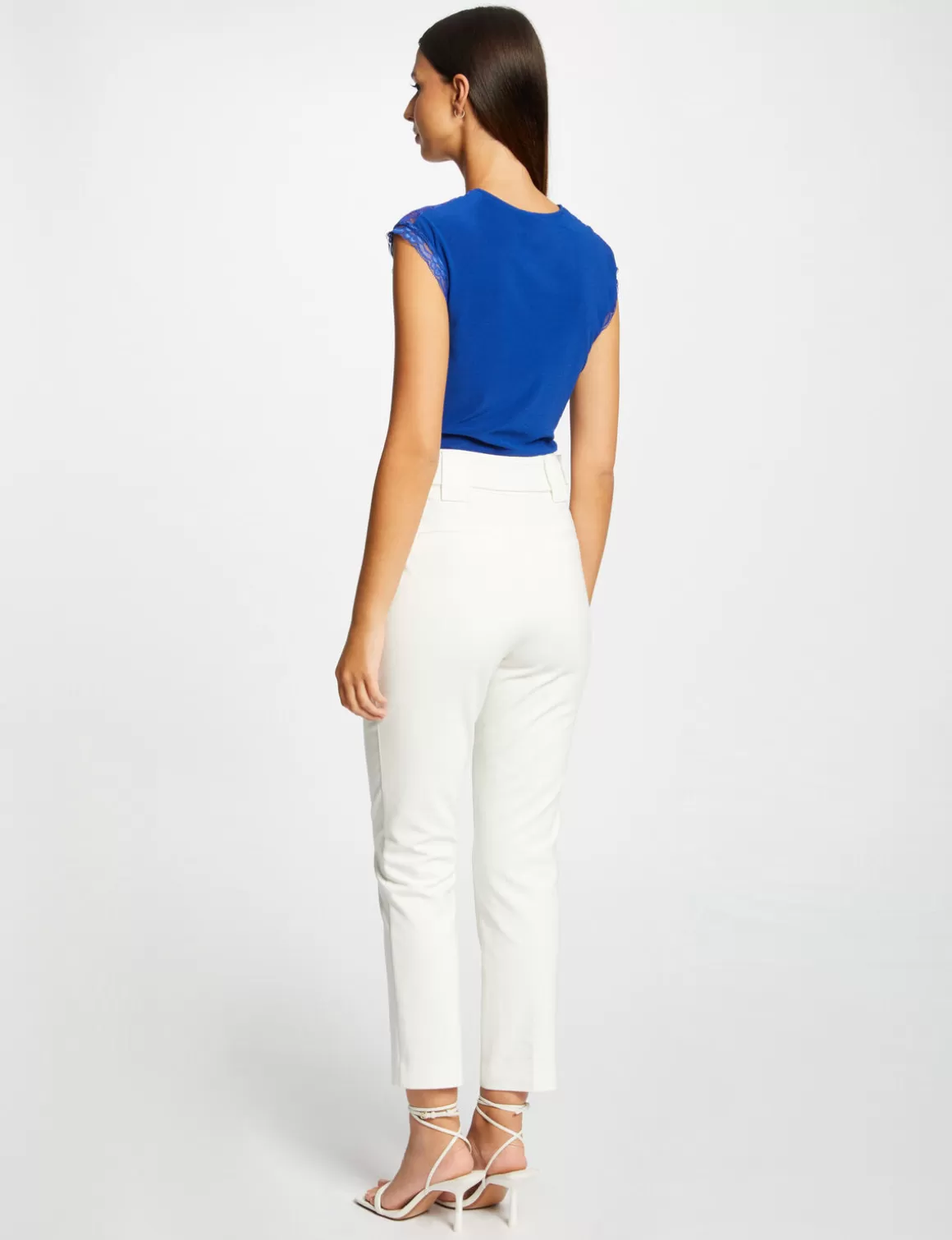 Morgan Tops Et T-Shirts>T-Shirt Manches Courtes Avec Noeud Bleu Electrique Femme | Bleu_Electrique