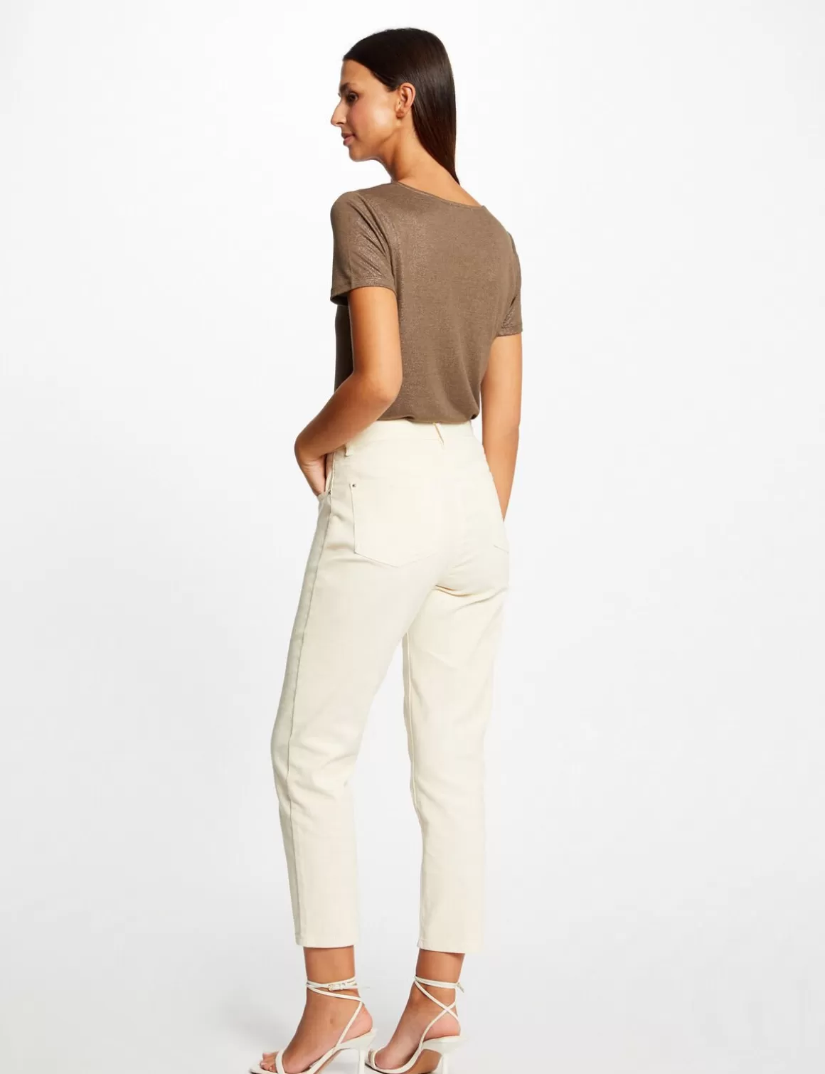 Morgan Tops Et T-Shirts>T-Shirt Manches Courtes Fils Metallises Vert Moyen Femme | Vert_Moyen