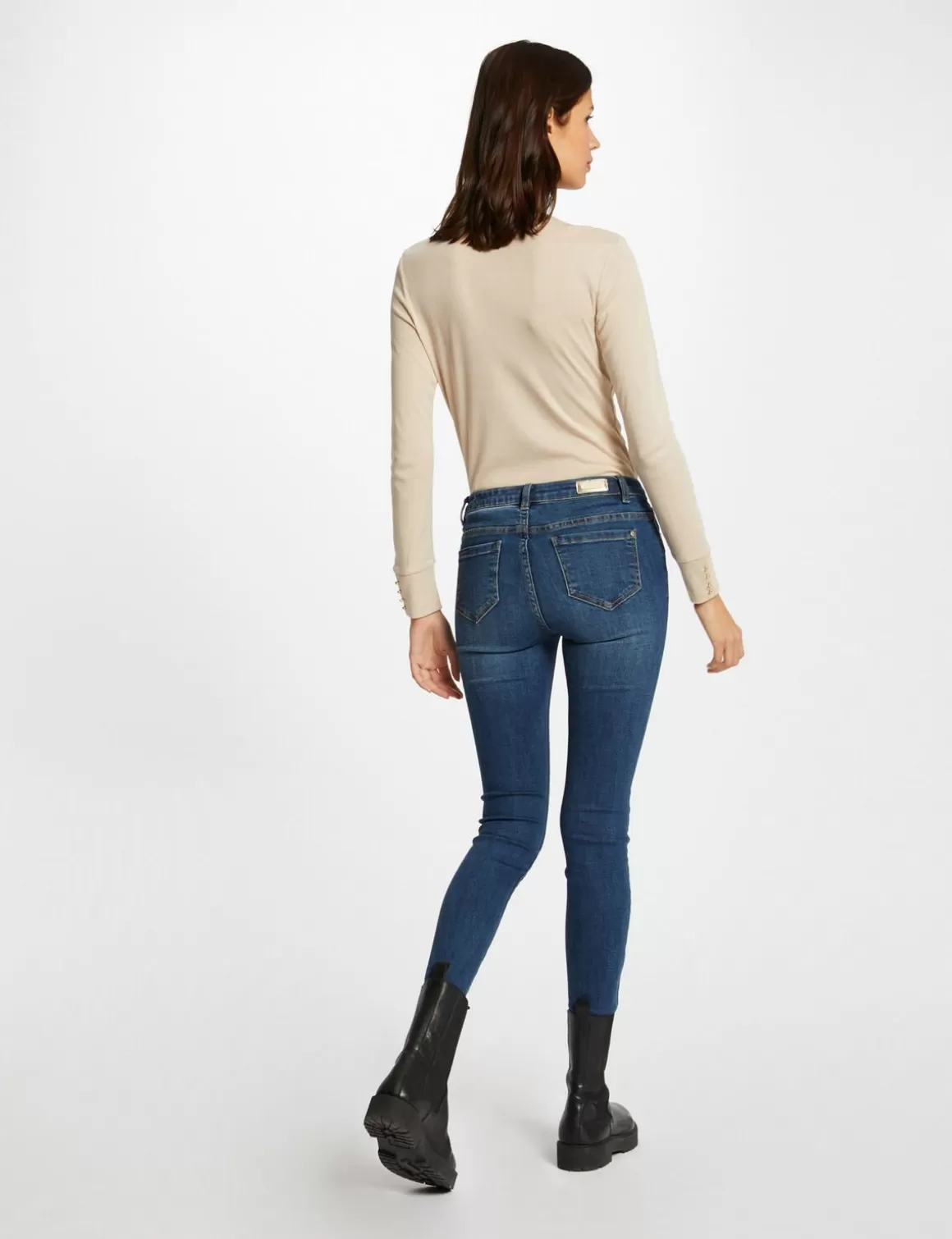 Morgan Tops Et T-Shirts>T-Shirt Manches Longues Avec Col En V Femme | Mastic