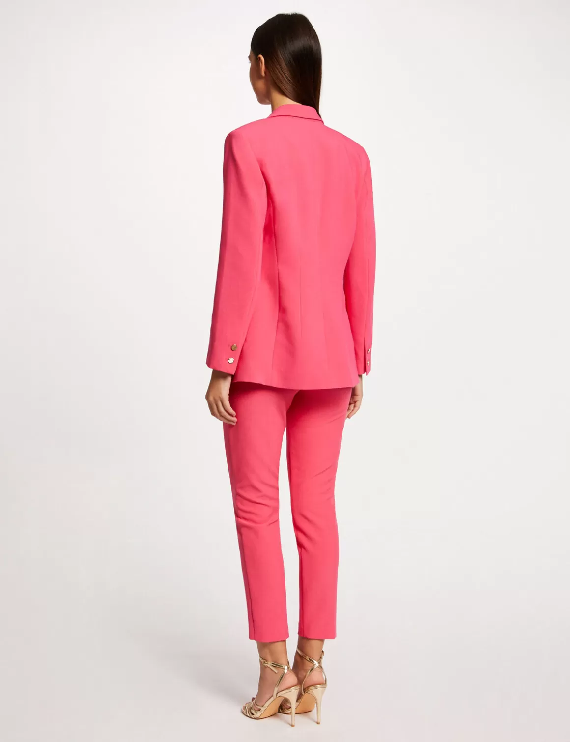 Morgan Vestes Et Blousons>Veste Cintree Col Crante A Revers Rose Moyen Femme | Rose_Moyen
