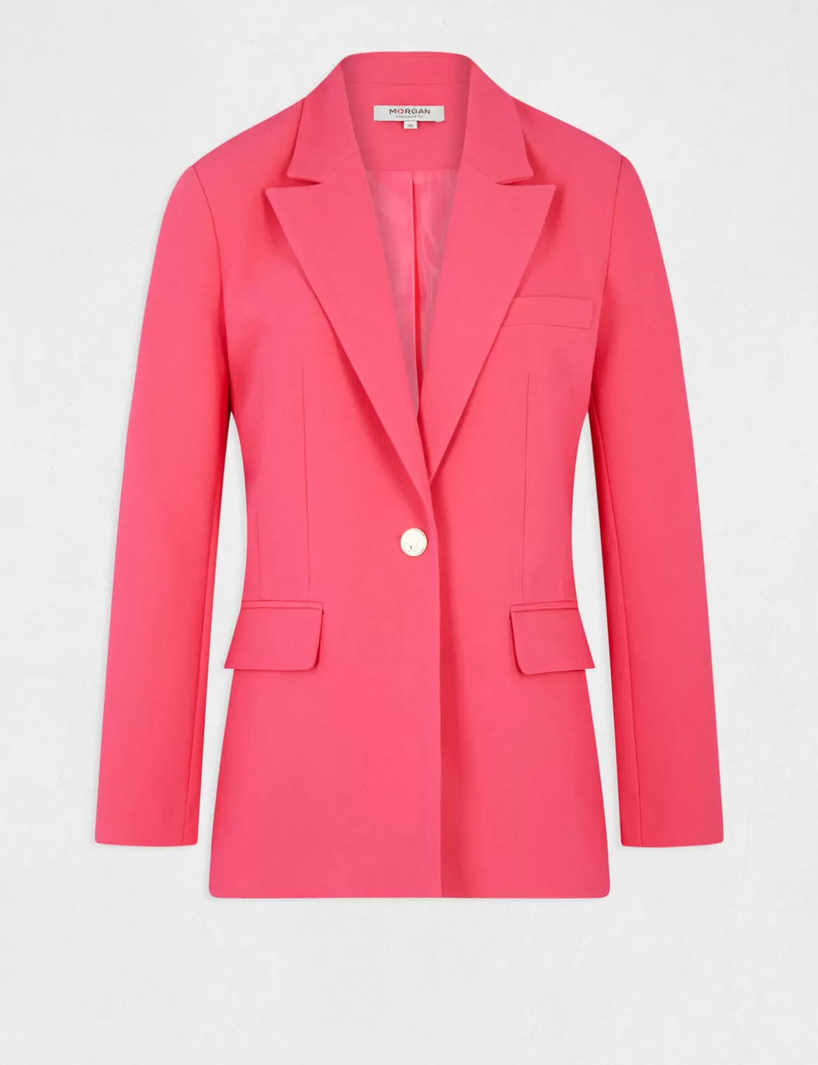 Morgan Vestes Et Blousons>Veste Cintree Col Crante A Revers Rose Moyen Femme | Rose_Moyen