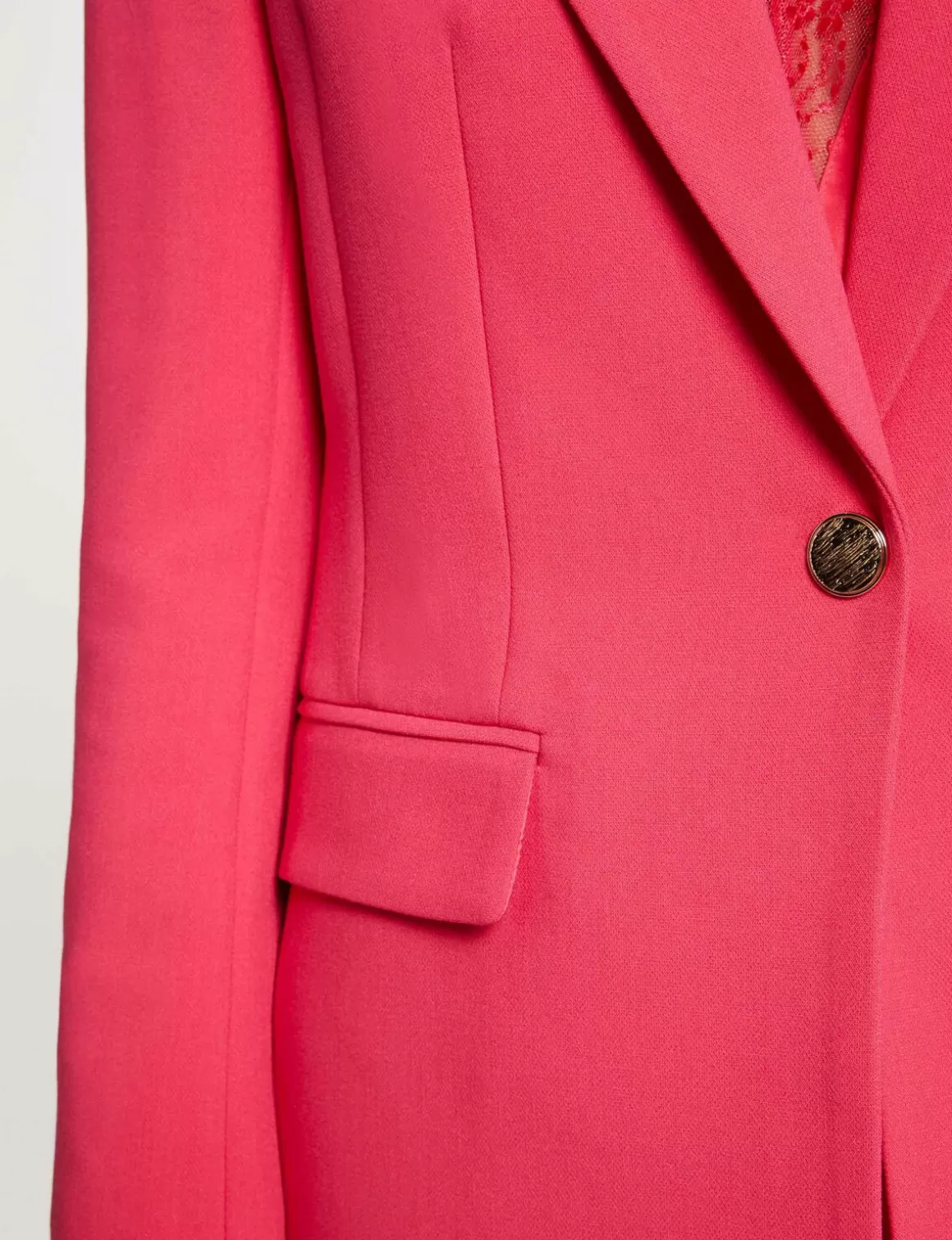 Morgan Vestes Et Blousons>Veste Cintree Col Crante A Revers Rose Moyen Femme | Rose_Moyen