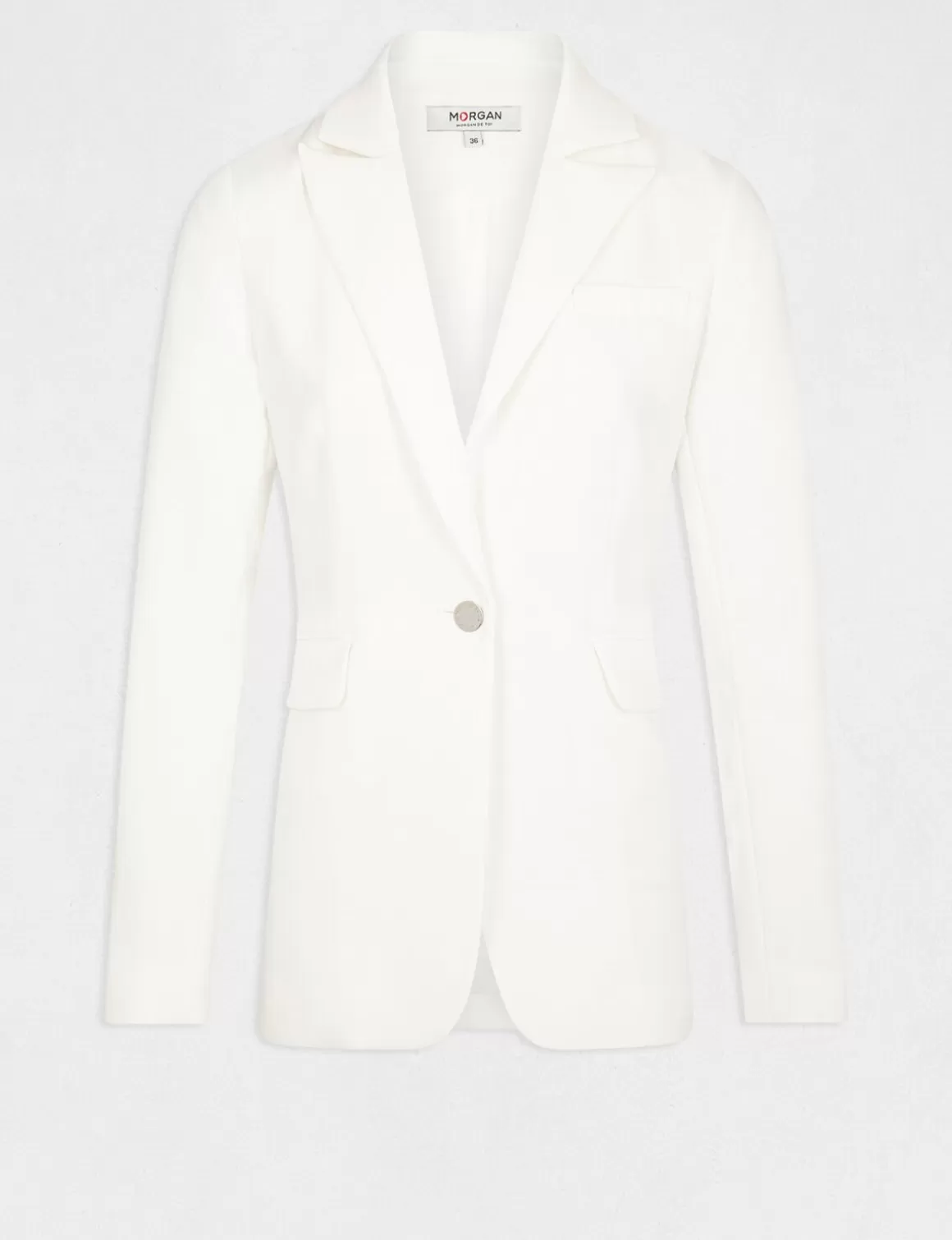 Morgan Vestes Et Blousons>Veste City Cintree Col Crante A Revers Femme | Ecru