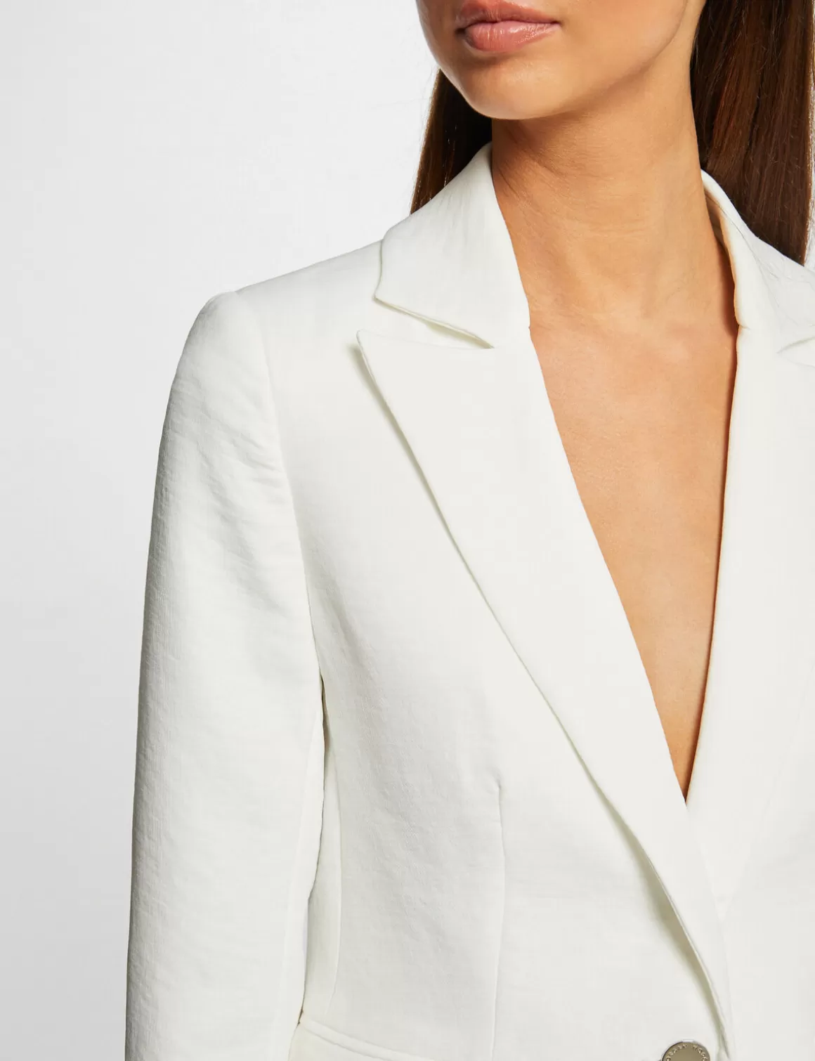 Morgan Vestes Et Blousons>Veste City Cintree Col Crante A Revers Femme | Ecru