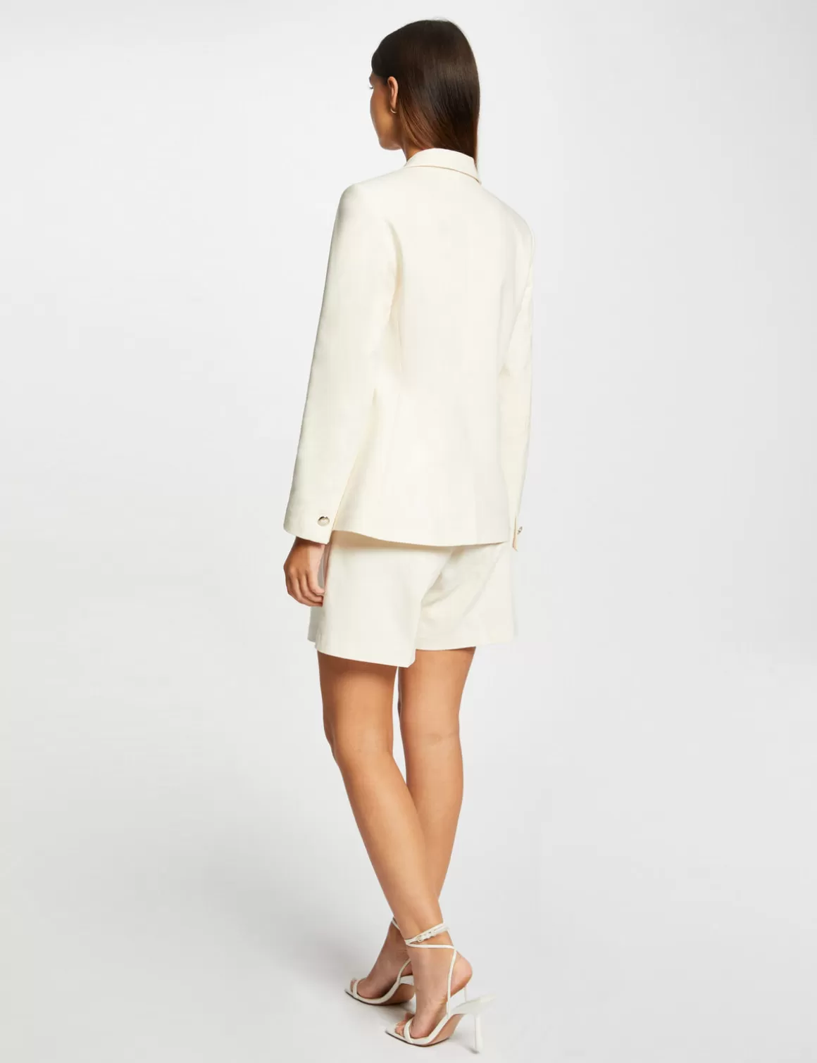 Morgan Ensembles Et Tailleurs>Veste City Cintree Manches Longues Ecru Moyen Femme | Ecru_Moyen