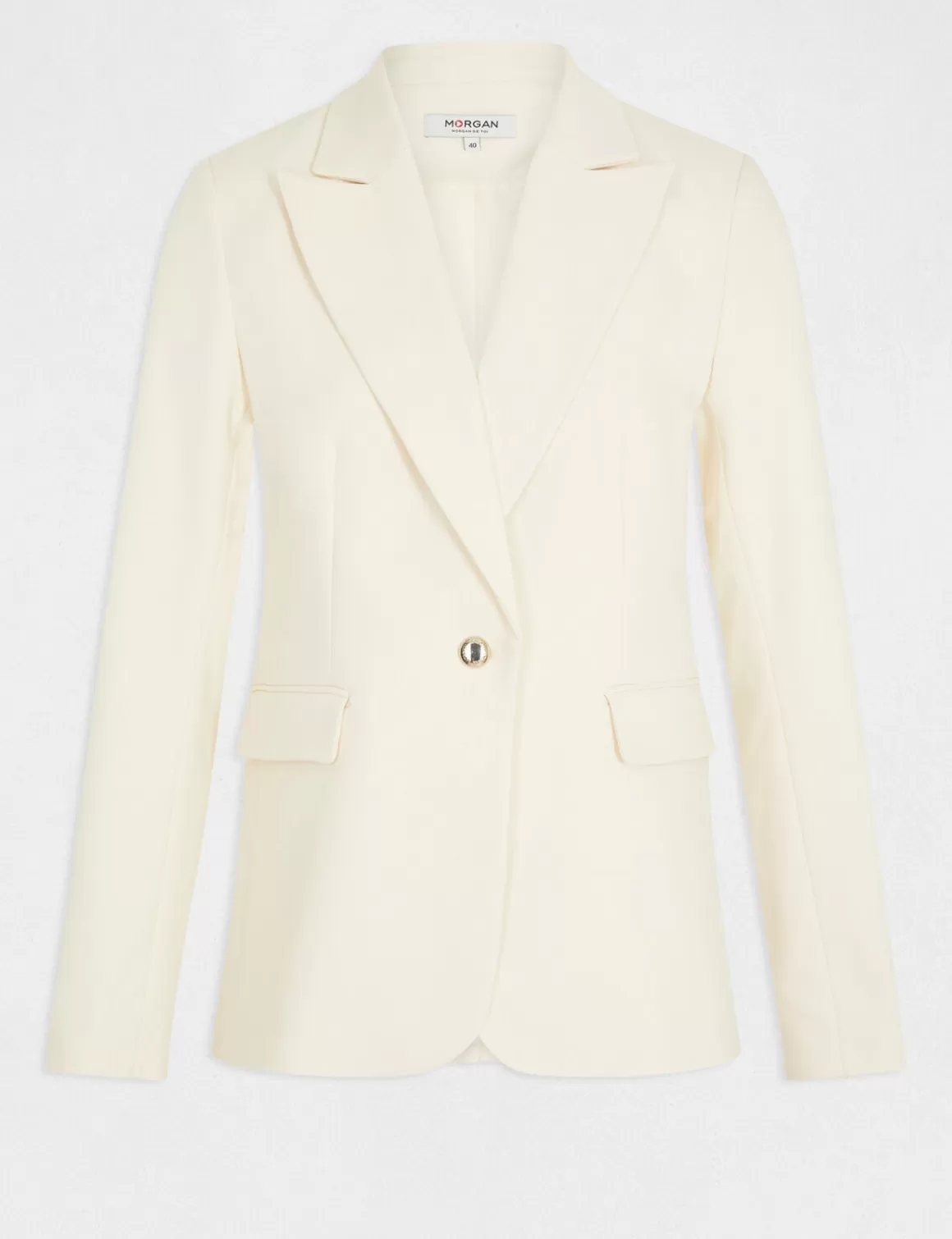 Morgan Ensembles Et Tailleurs>Veste City Cintree Manches Longues Ecru Moyen Femme | Ecru_Moyen
