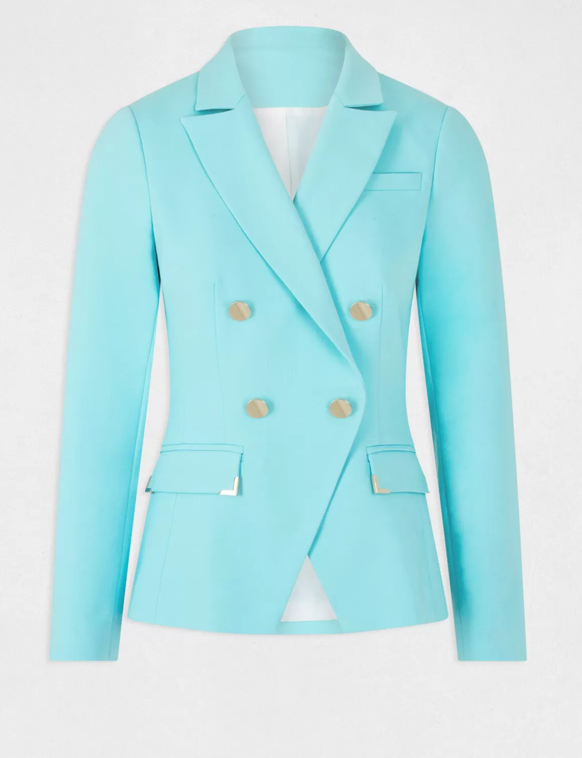 Morgan Ensembles Et Tailleurs>Veste City Cintree Ornements Metalliques Bleu Clair Femme | Bleu_Clair