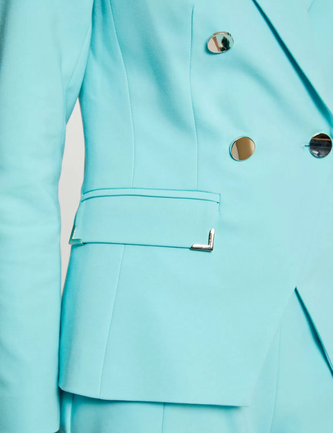 Morgan Ensembles Et Tailleurs>Veste City Cintree Ornements Metalliques Bleu Clair Femme | Bleu_Clair
