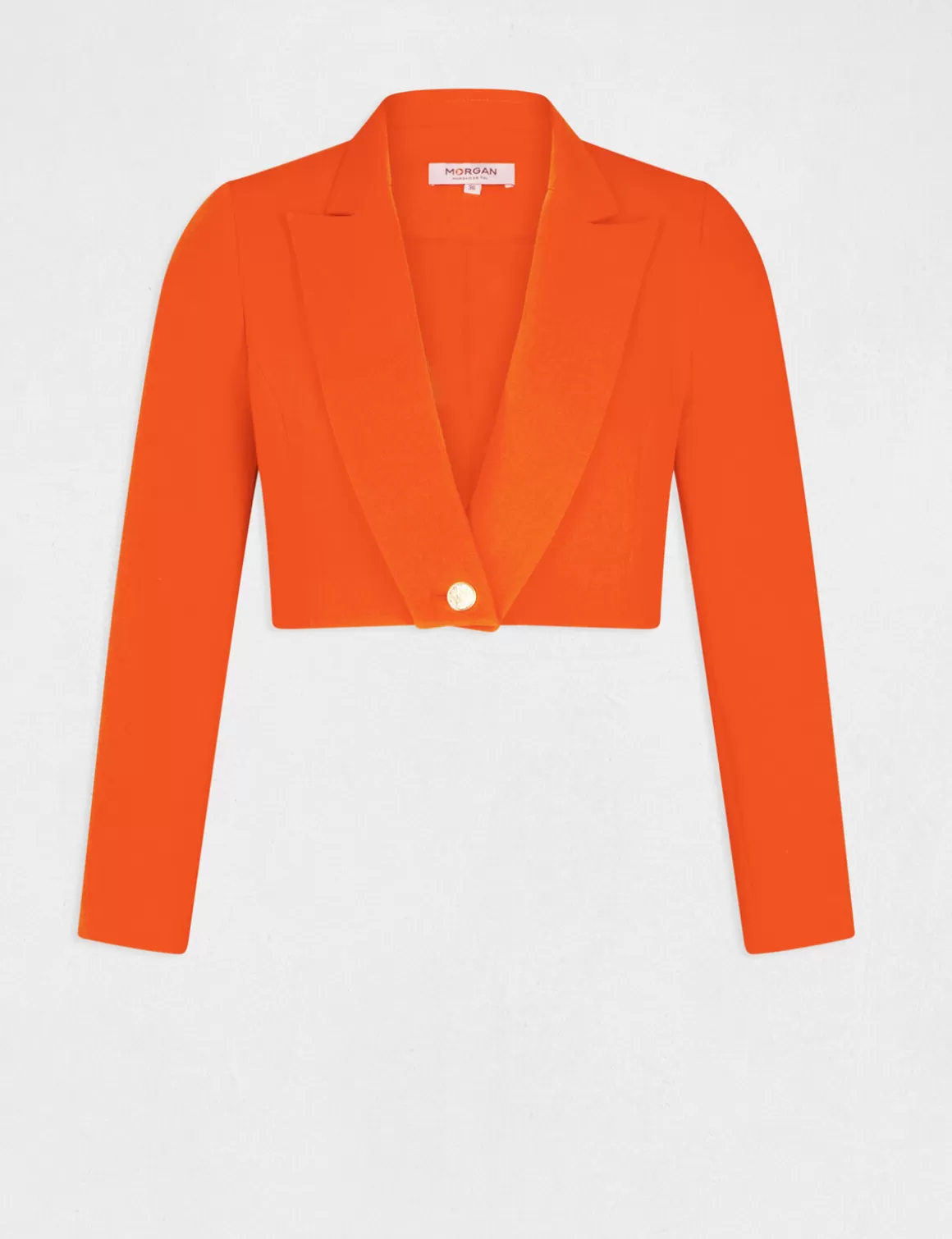 Morgan Ensembles Et Tailleurs>Veste Courte Droite Col Crante A Revers Femme | Orange