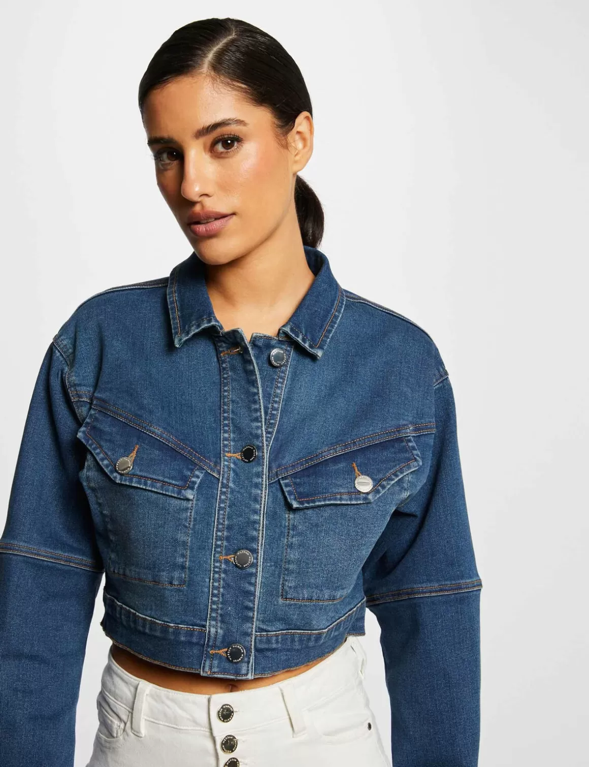 Morgan Vestes Et Blousons>Veste Droite Boutonnee En Jean Jean Stone Femme | Jean_Stone