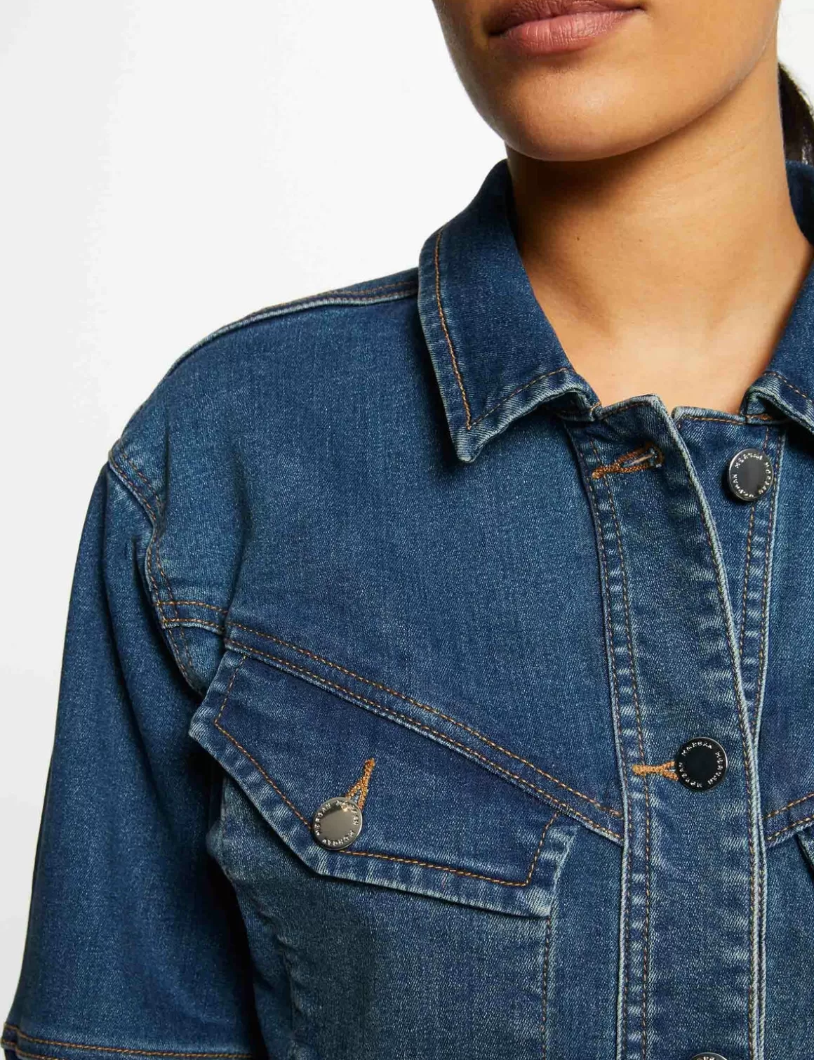 Morgan Vestes Et Blousons>Veste Droite Boutonnee En Jean Jean Stone Femme | Jean_Stone